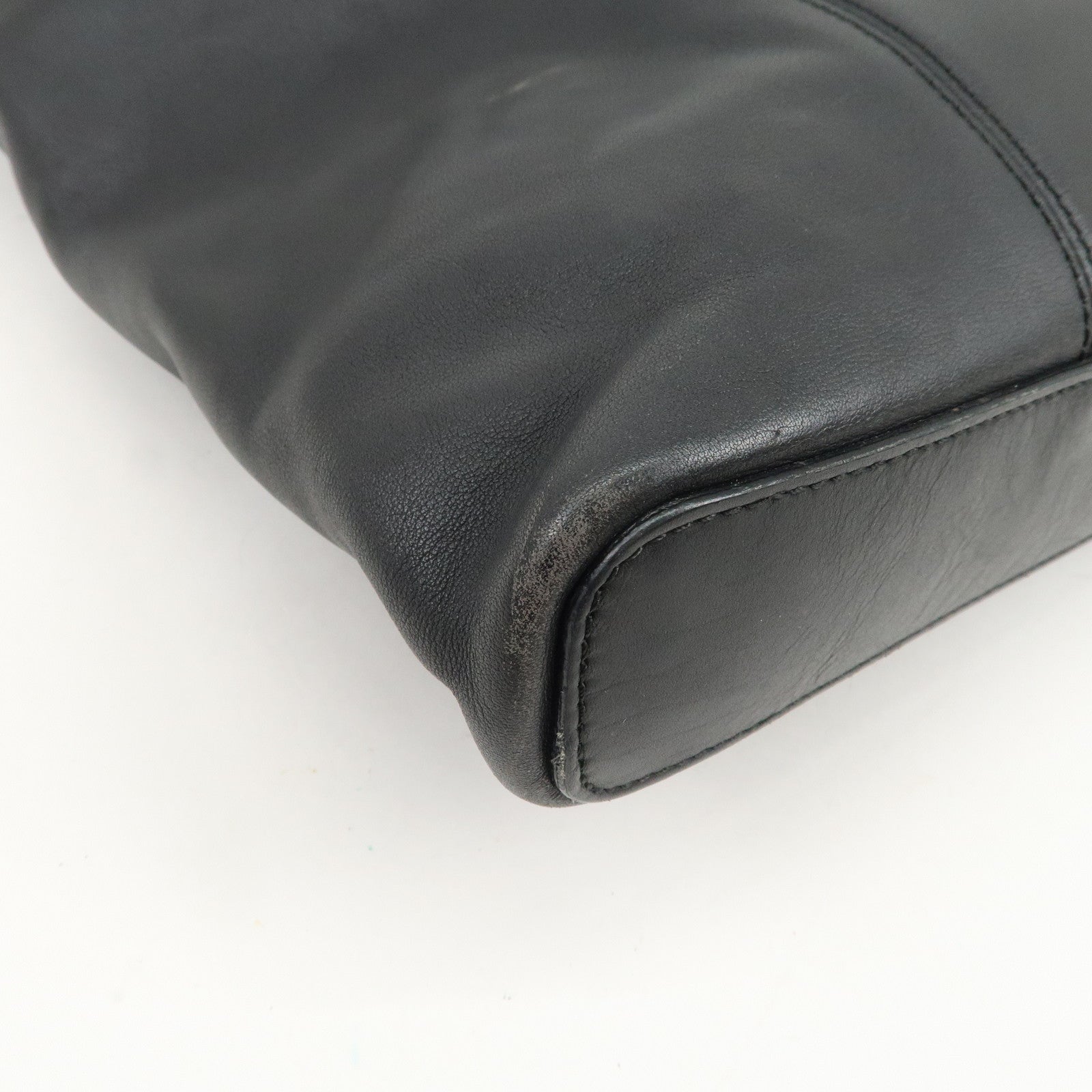 LOEWE Logo Leather Tote Bag Hand Bag Shoulder Bag Black