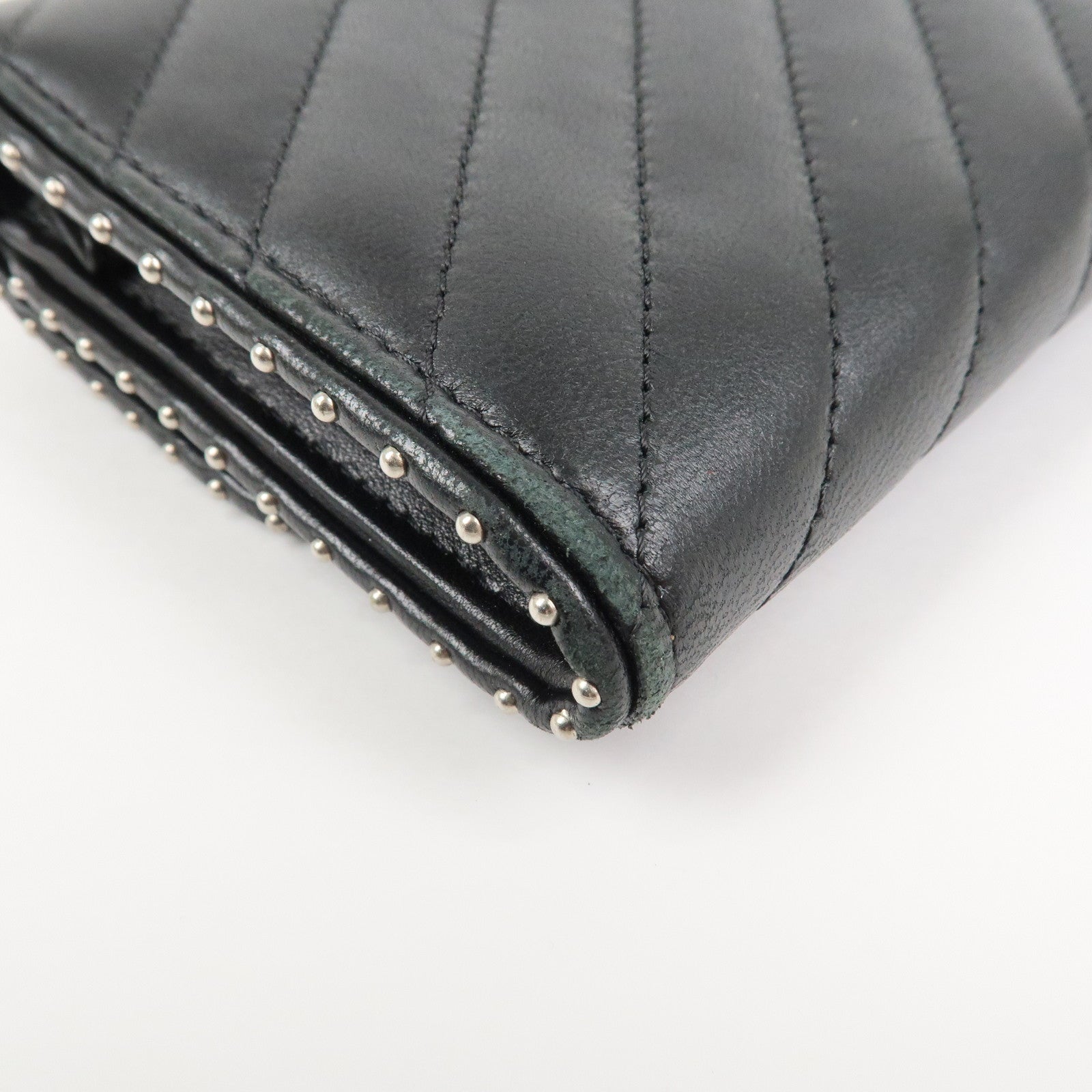 CHANEL COCO Mark V Stitch Leather Flap Long Wallet Black A81217