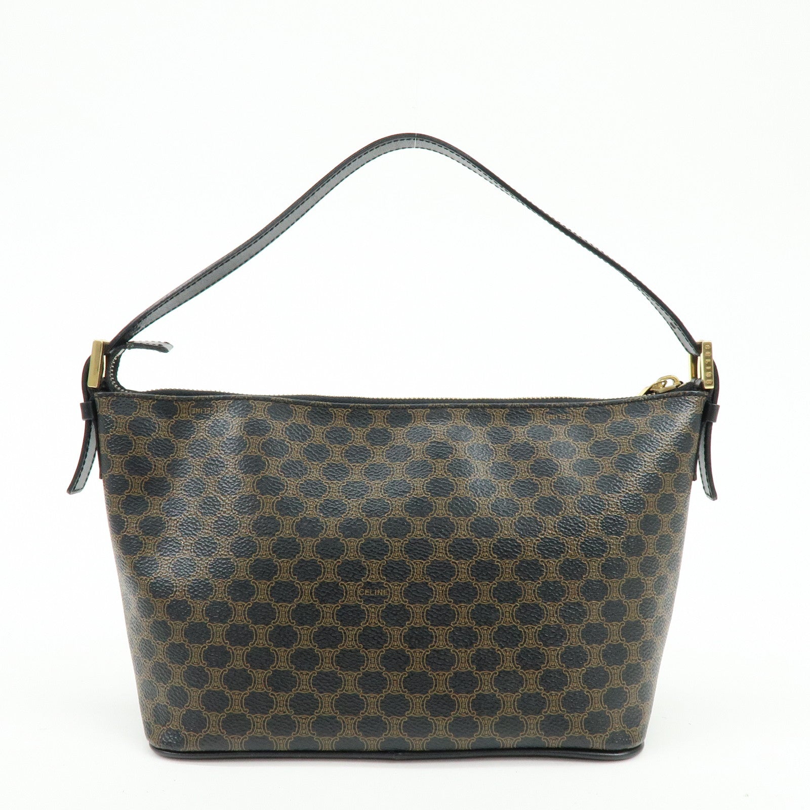 CELINE Macadam PVC Leather Shoulder Bag Hand Bag Black Brown