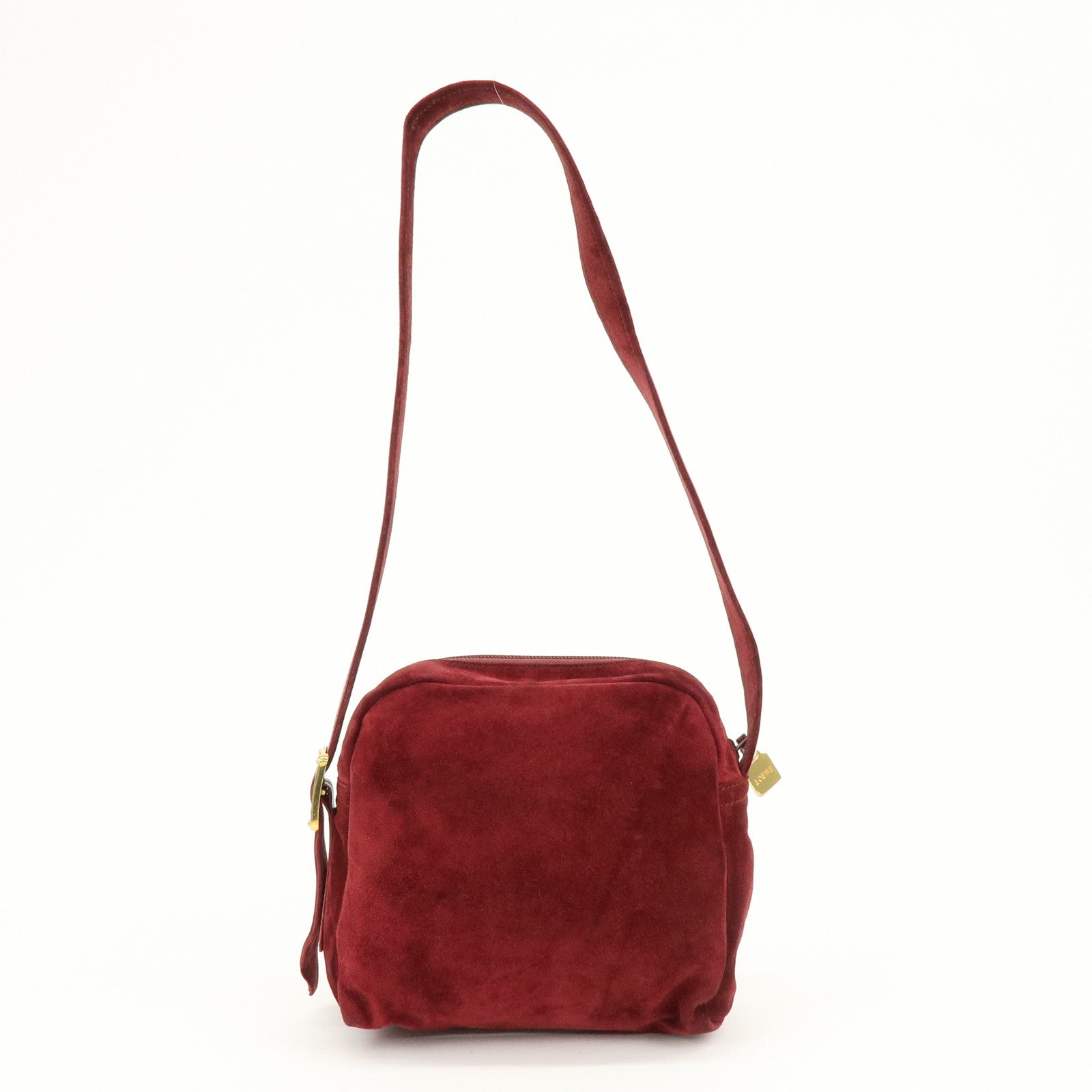 LOEWE Anagram Suede Shoulder Bag Crossbody Bag Bordeaux