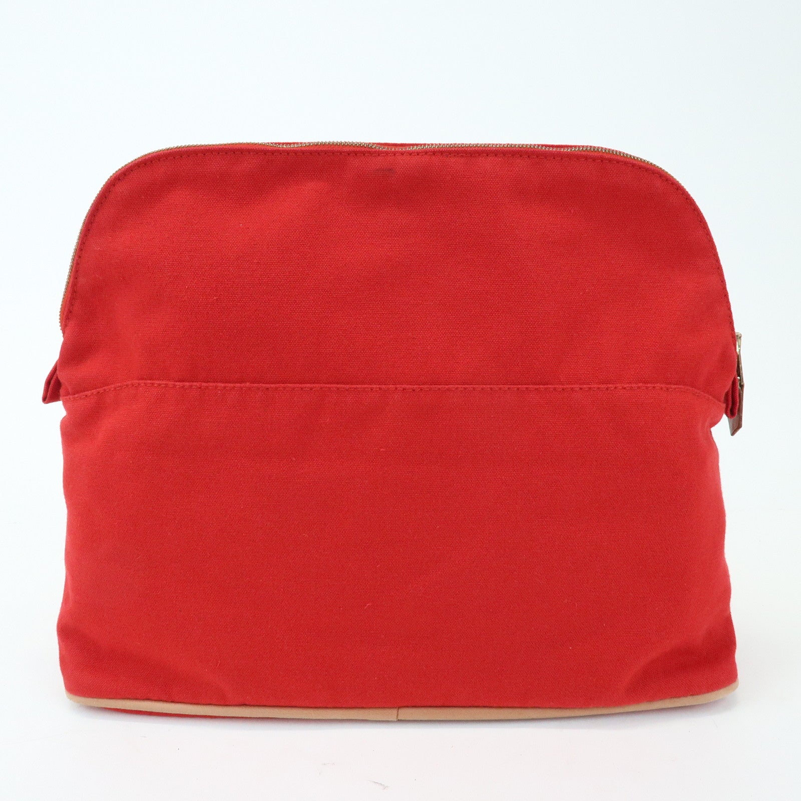 HERMES Cotton Canvas Bolide Pouch GM Cosmetic Pouch Red