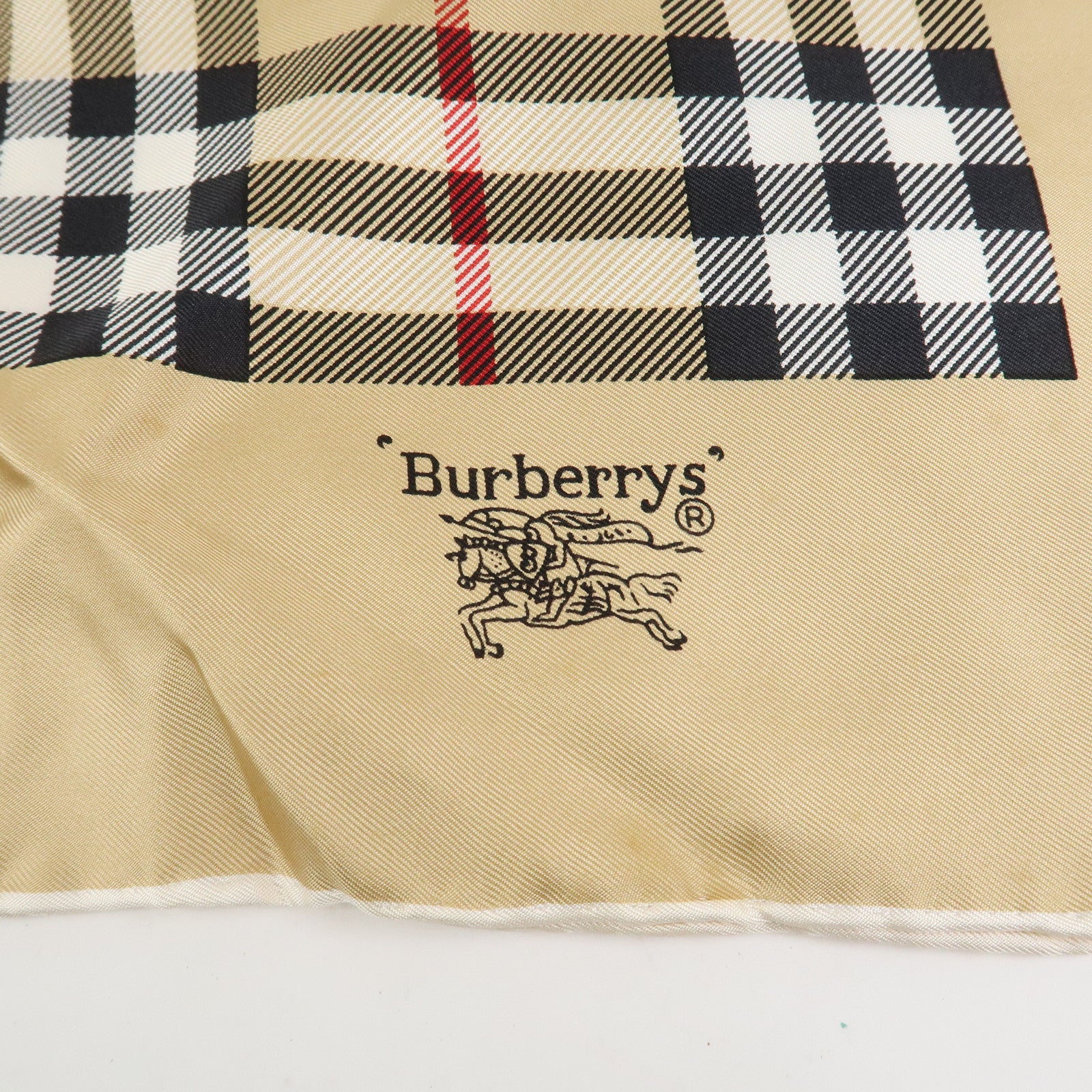 BURBERRY Nova Plaid Silk 100% Scarf 90×90 Beige