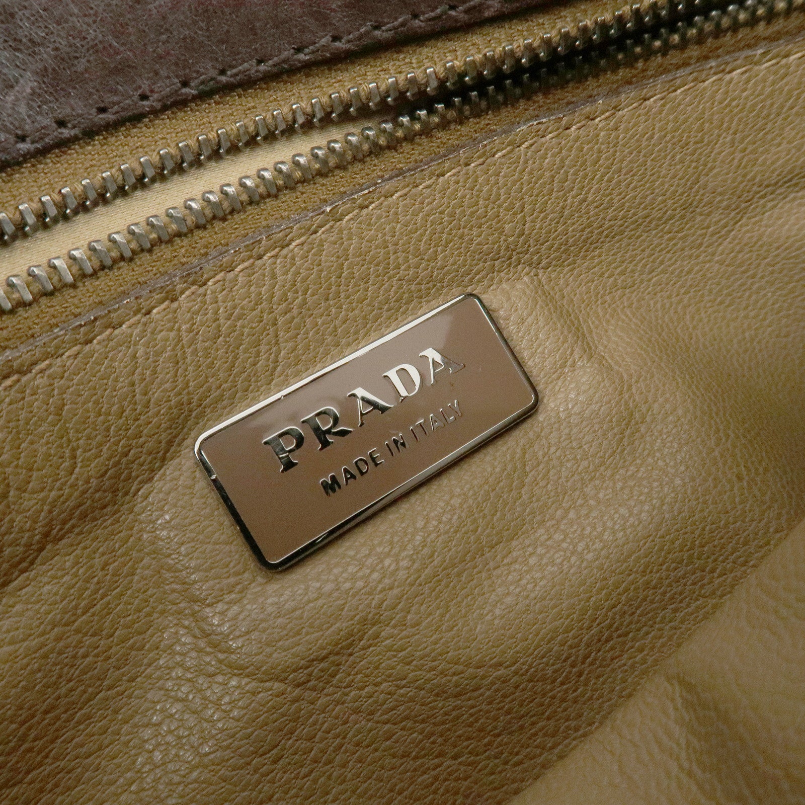 PRADA Logo Leather Shoulder Bag Crossbody Bag Brown
