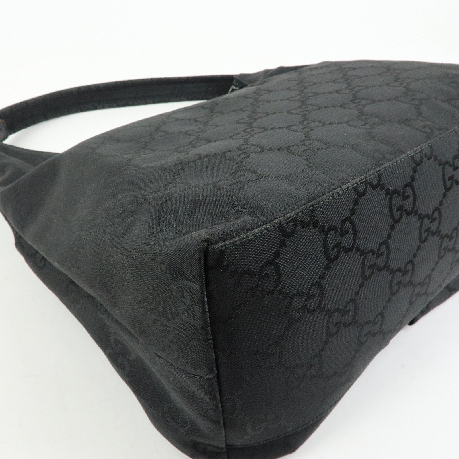 GUCCI Front Pocket GG Nylon Leather Shoulder Bag Black 001・3380