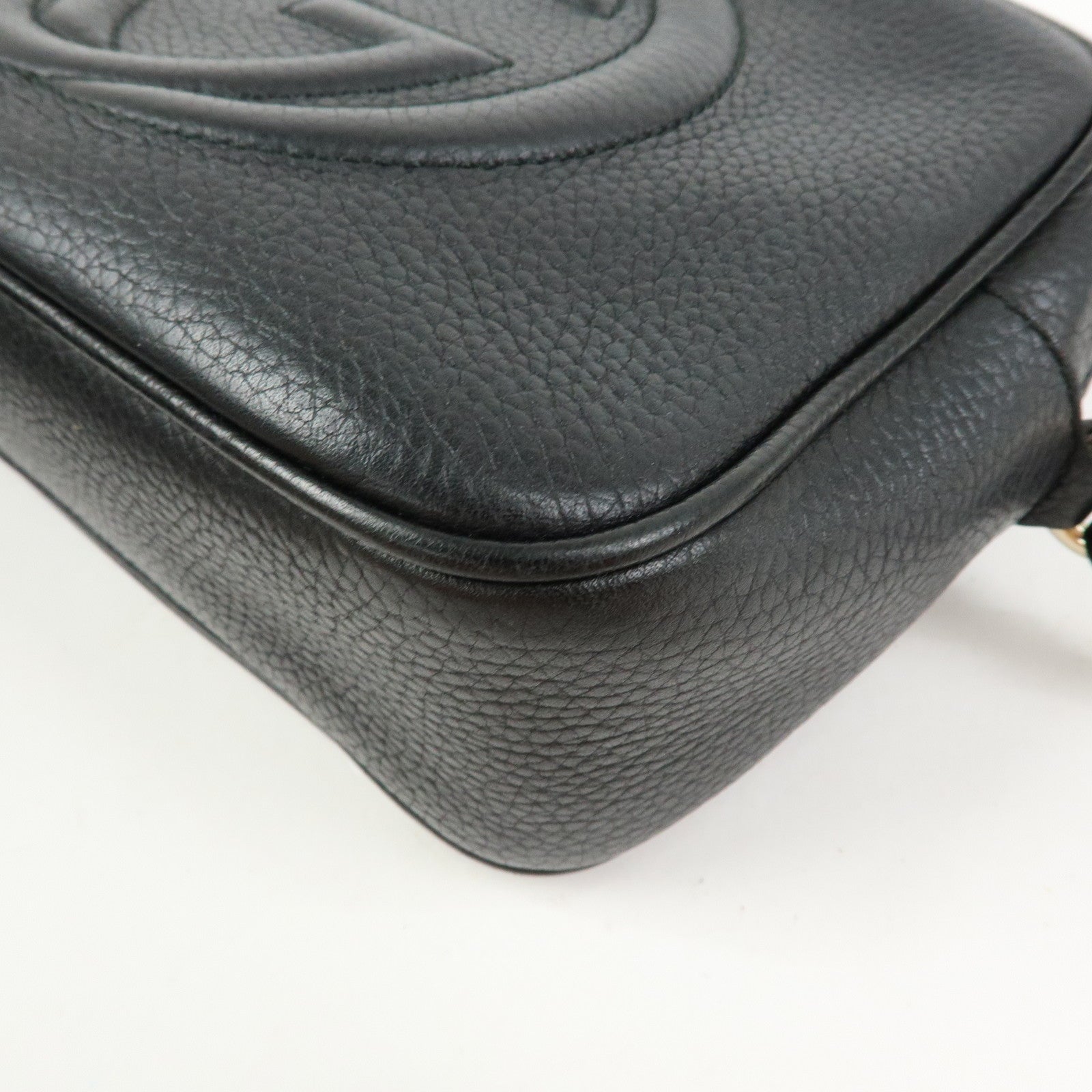 GUCCI SOHO Interlocking G Leather Shoulder Bag Black 308364