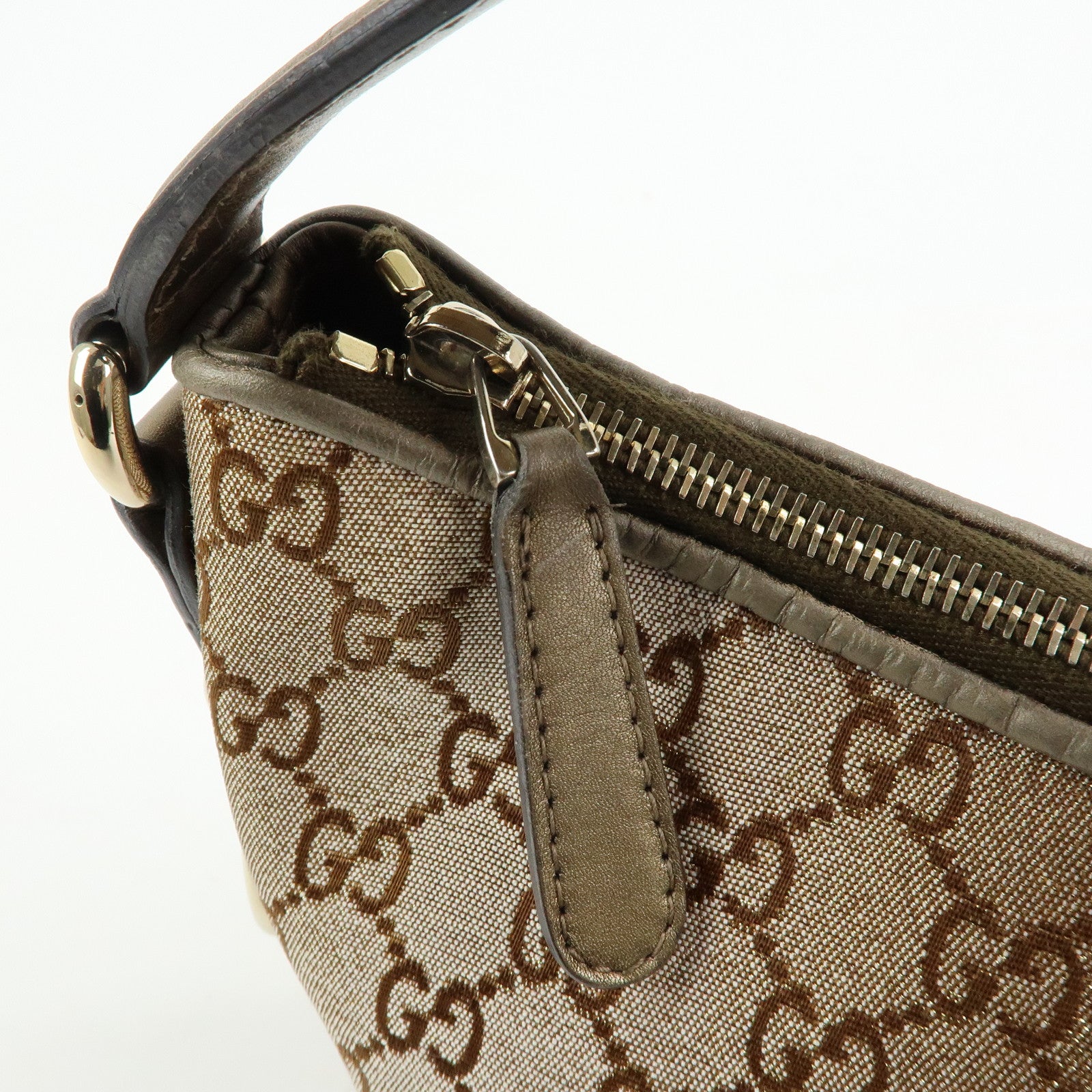 GUCCI Bamboo Heartbit GG Canvas Leather Shoulder Bag Brown 269959