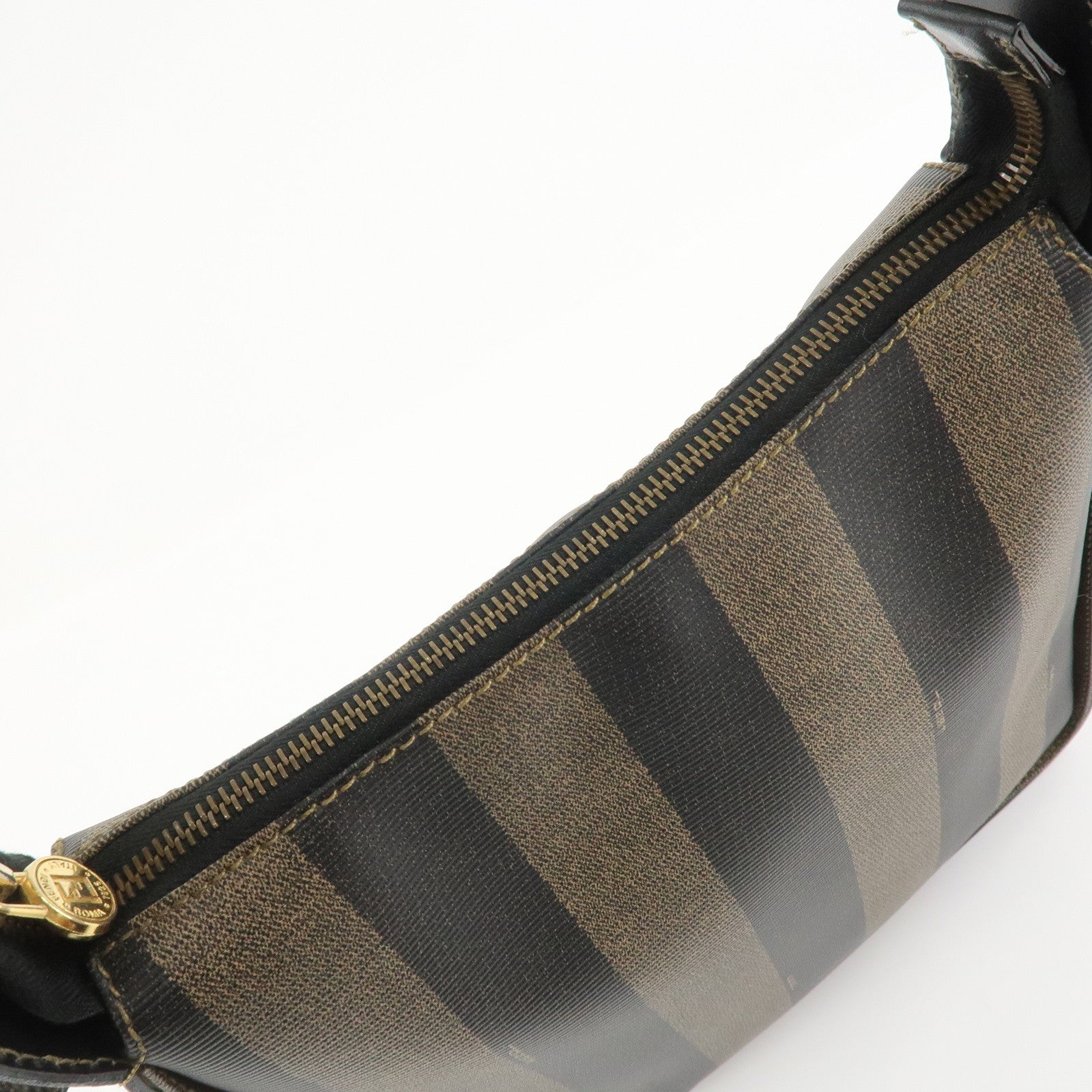 FENDI Pequin PVC Shoulder Bag Crossbody Bag Black 211 256510058