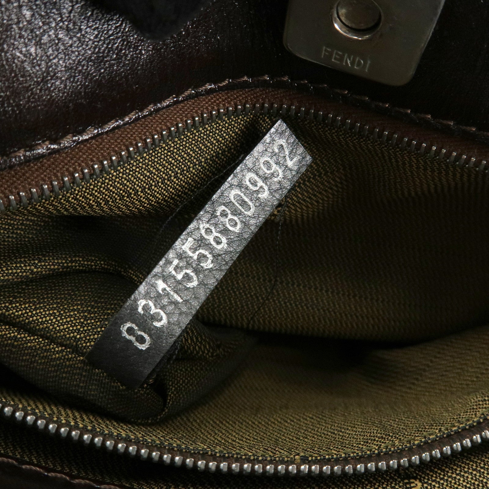 FENDI Zucca Canvas Leather Shoulder Bag Brown