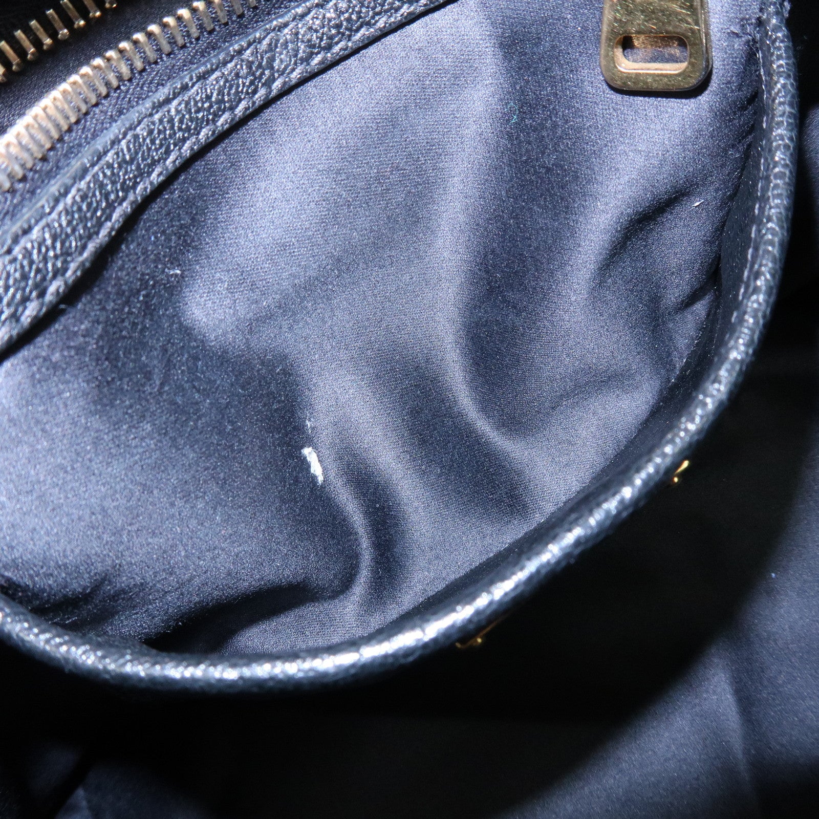 MIU MIU Logo Madras Leather Hand Bag Tote Bag Black