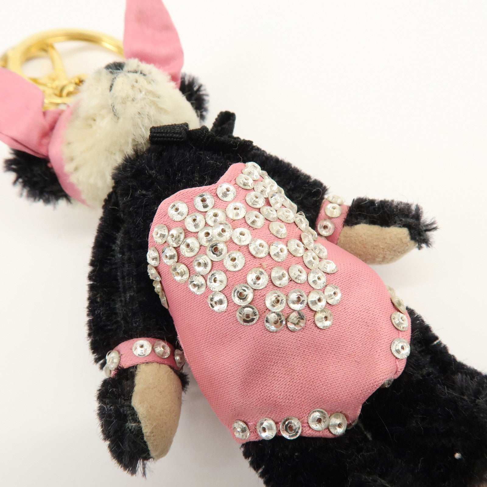 PRADA Triangle Logo Bag Key Charm Panda Bunny Black Pink