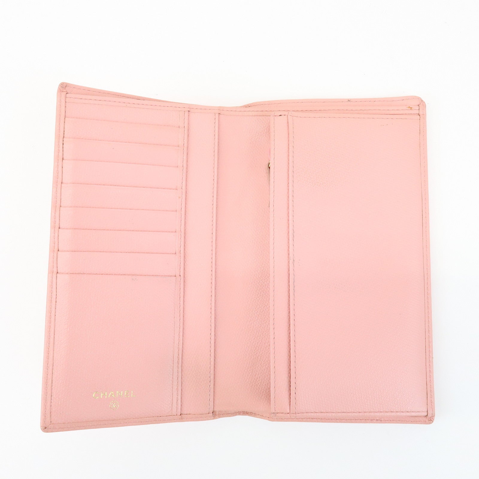 CHANEL COCO Mark Leather Bi-fold Long Wallet Pink