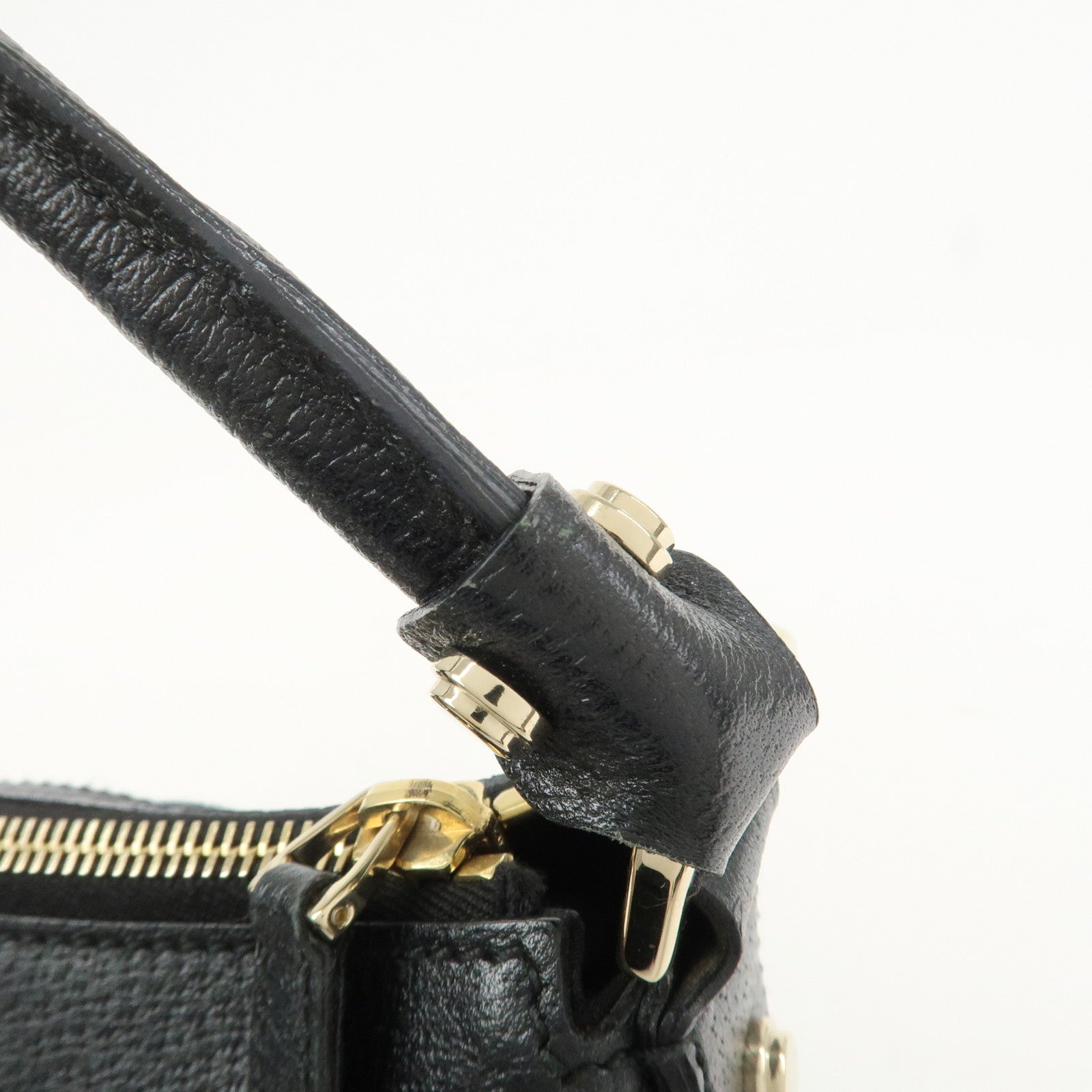 GUCCI GG Canvas Leather Shoulder Bag Hand Bag Black 146244