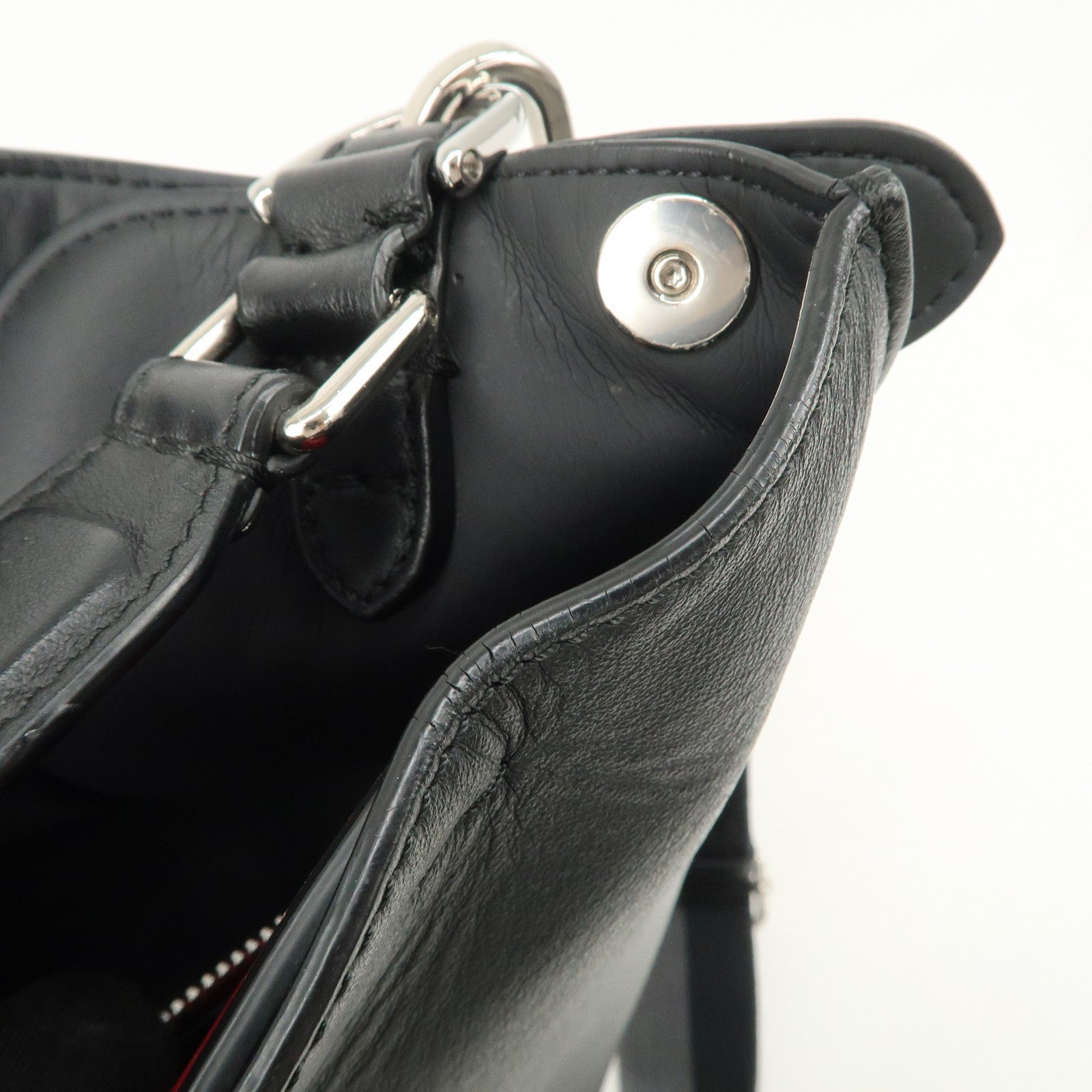 FENDI Peekaboo X-lite Fit Leather 2Way Bag Hand Bag Black Used