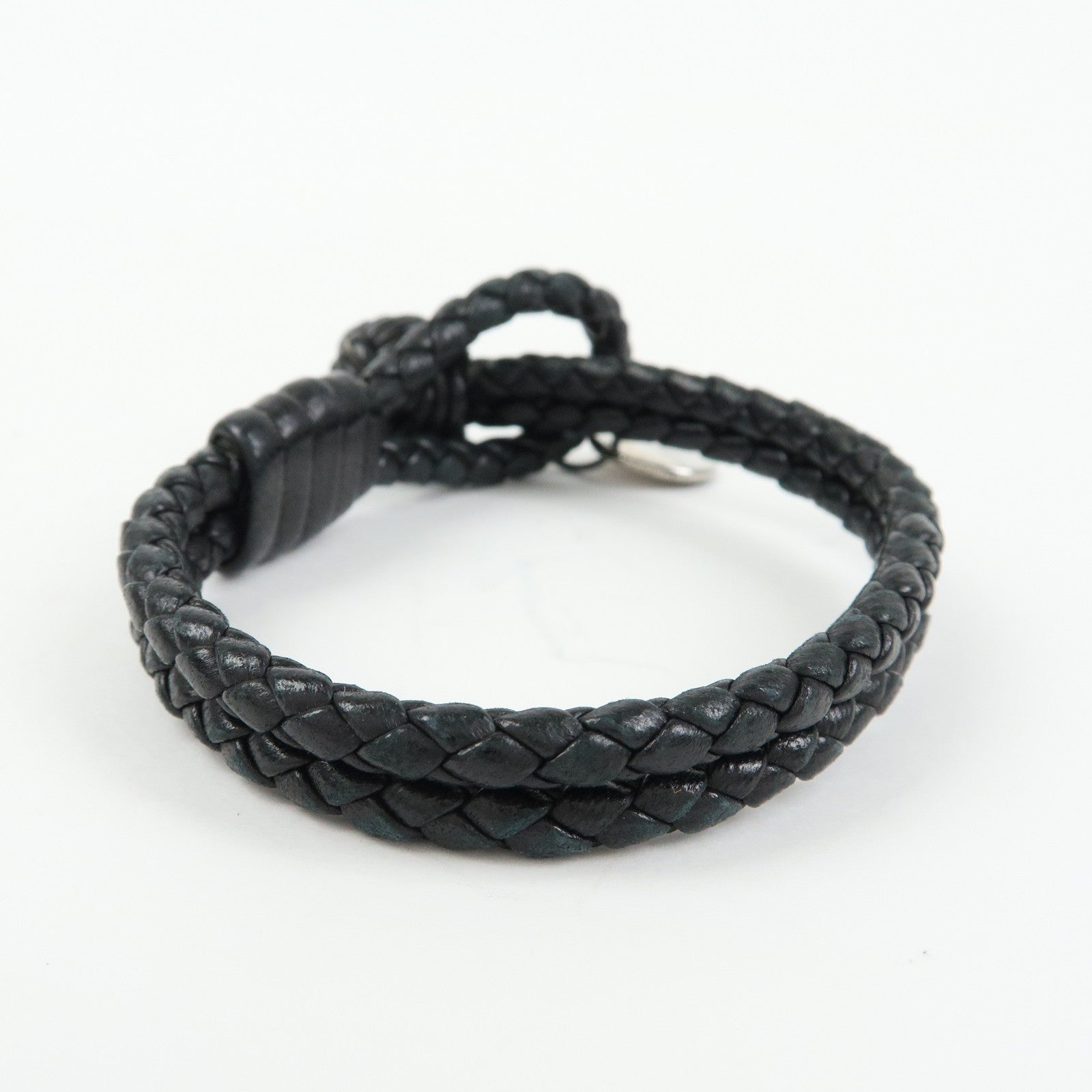 BOTTEGA VENETA Leather SV925 Bracelet Black
