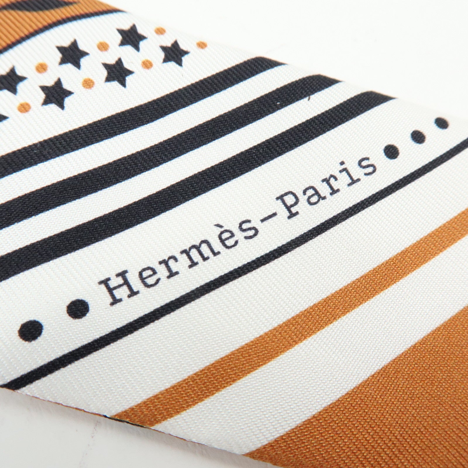 HERMES Silk 100% Twilly Festival Des Amazones Brown Black