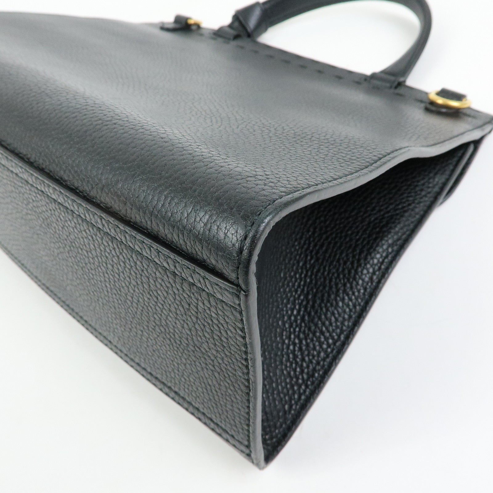 GUCCI Double G Calf Leather 2Way Bag Shoulder Bag Black 421890