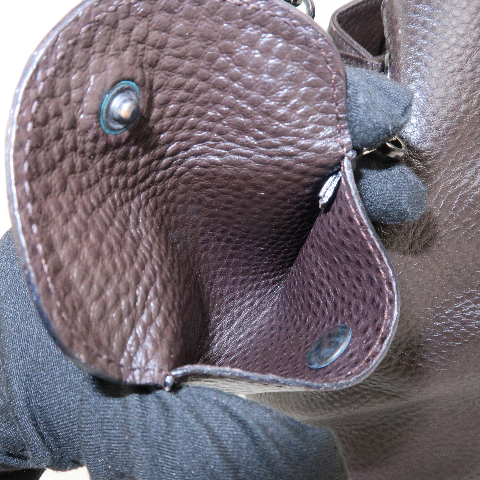 Ferragamo Gancini Leather Shoulder Bag Hand Bag Brown