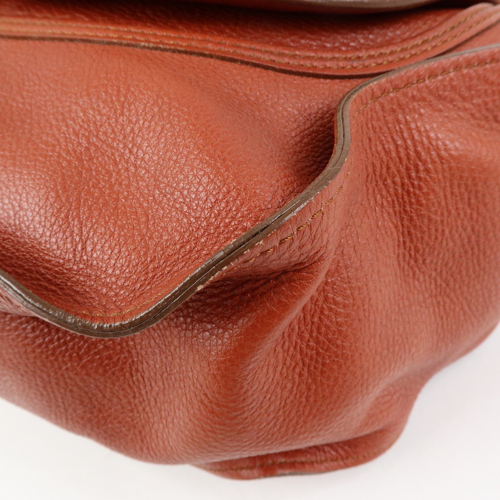 Chloe Marcie Leather Shoulder Bag Tote Bag Red Brown