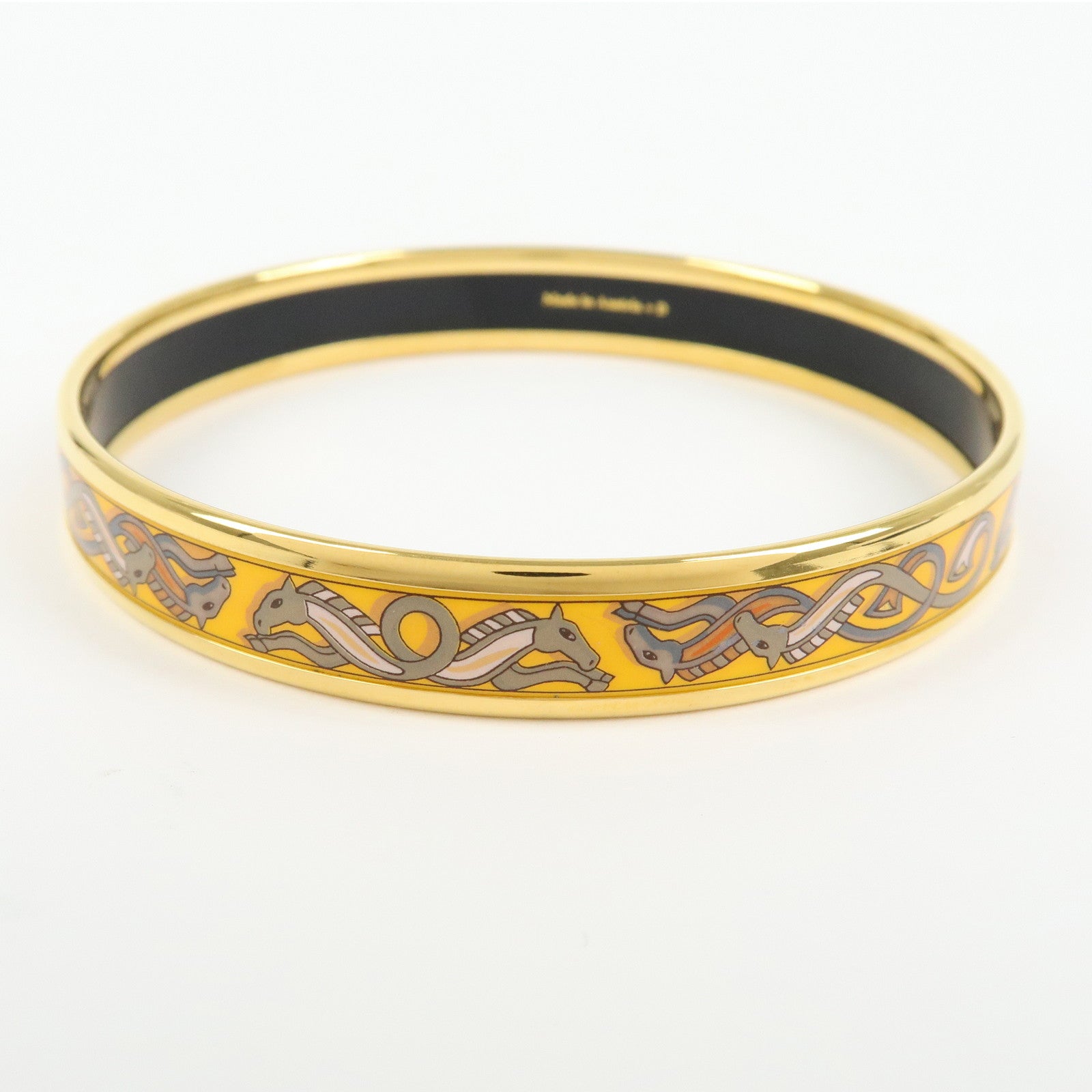 HERMES Email PM Plated Bracelet Bangle Gold Yellow