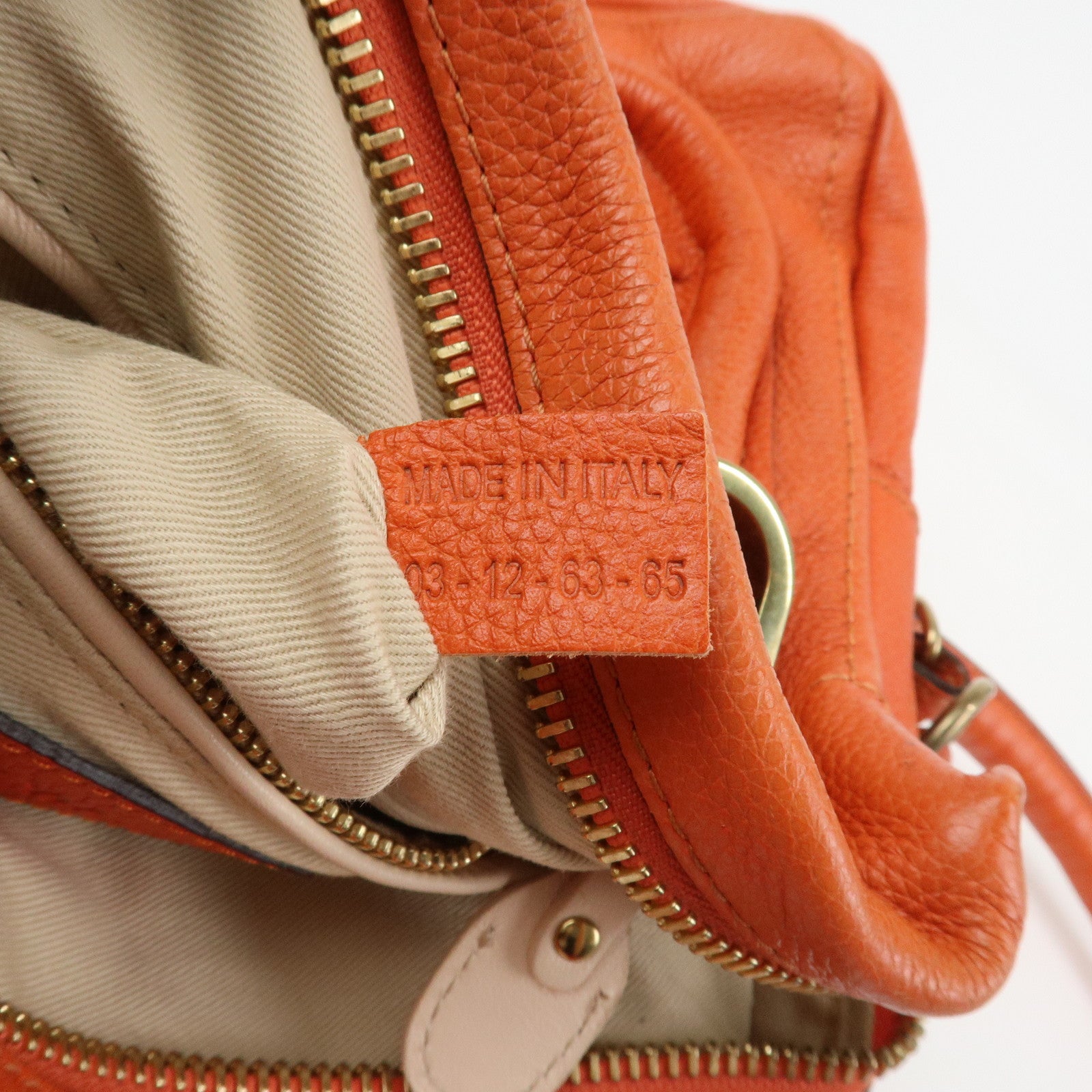 Chloe Parati Leather CH Shoulder Bag Hand Bag Orange