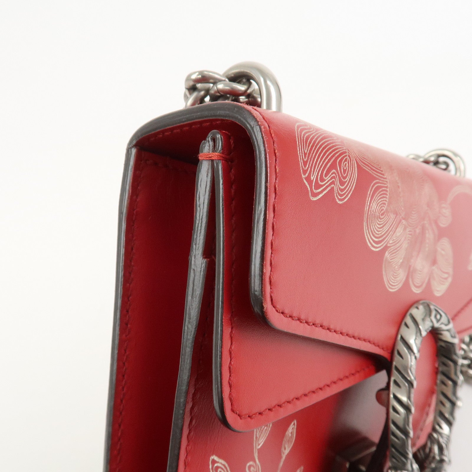 GUCCI Dionysus Leather Small Shoulder Bag Red 421970