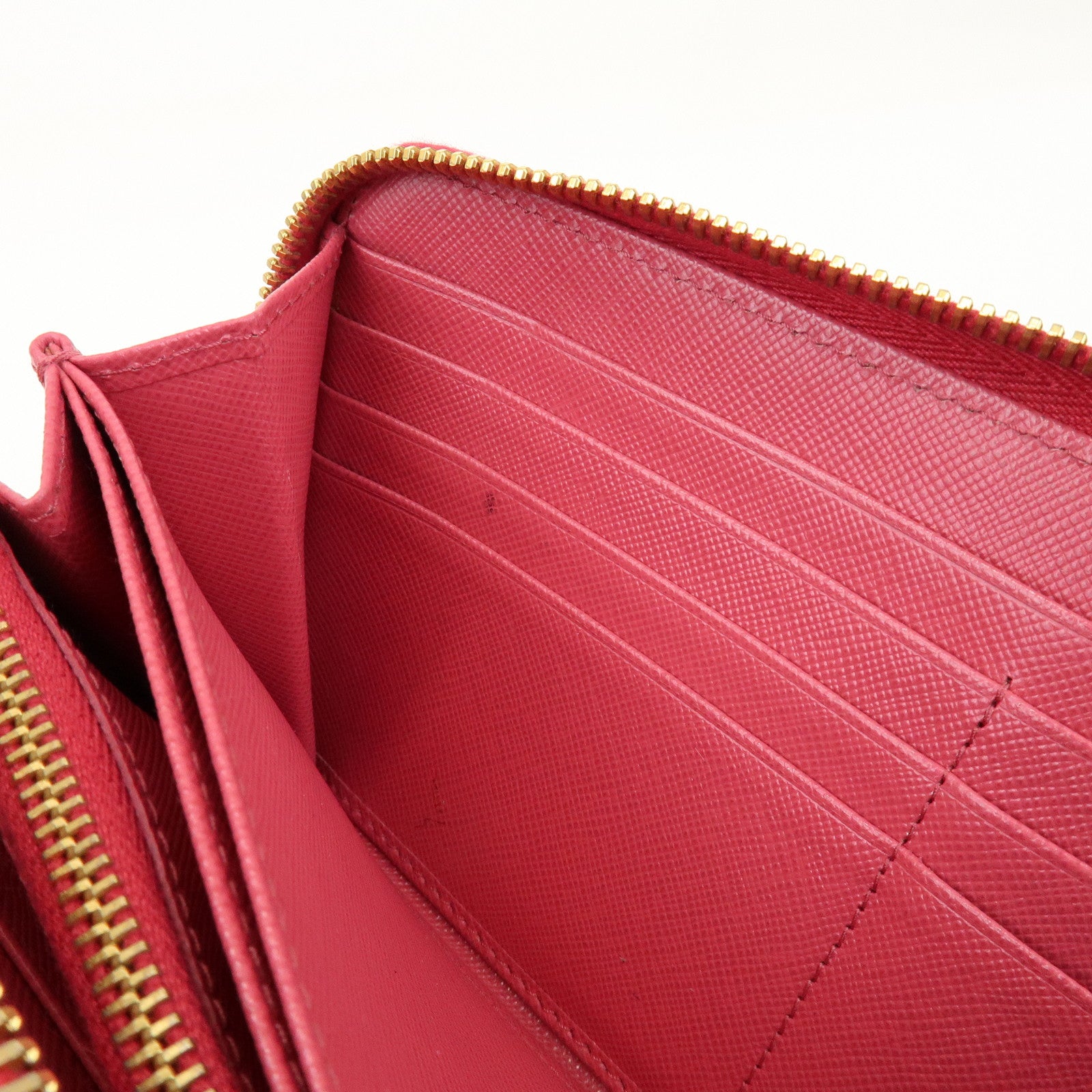 PRADA Saffiano Leather Round Zippy Wallet Pink Pink 1M0506