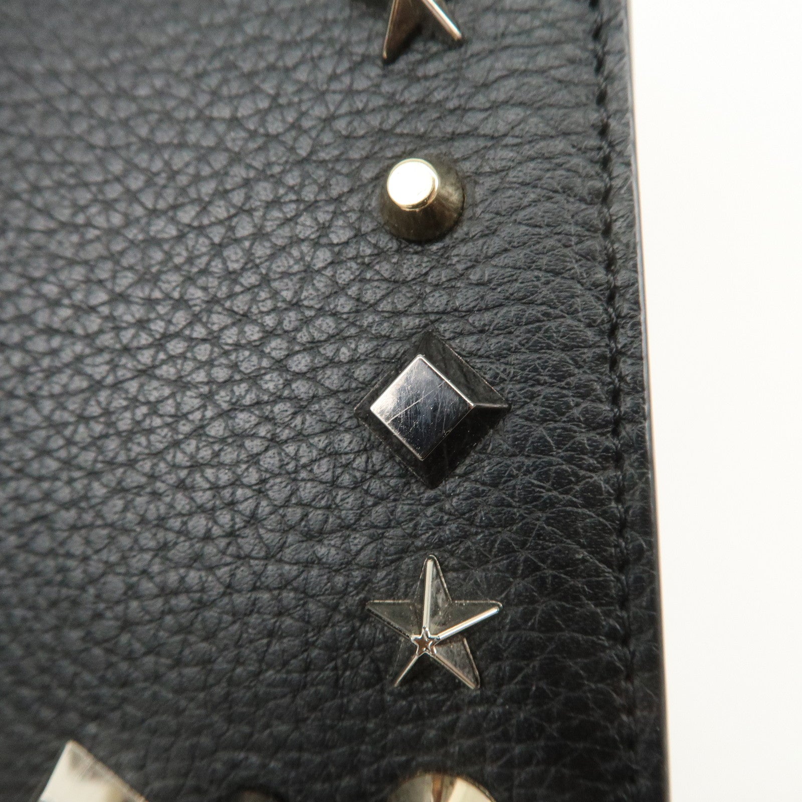 Christian Louboutin Studs Leather Passport Holder Card Case Black