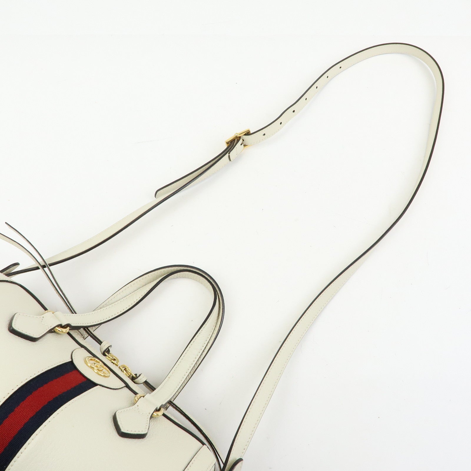 GUCCI Ophidia Sherry Leather 2Way Hand Shoulder Bag White 602577