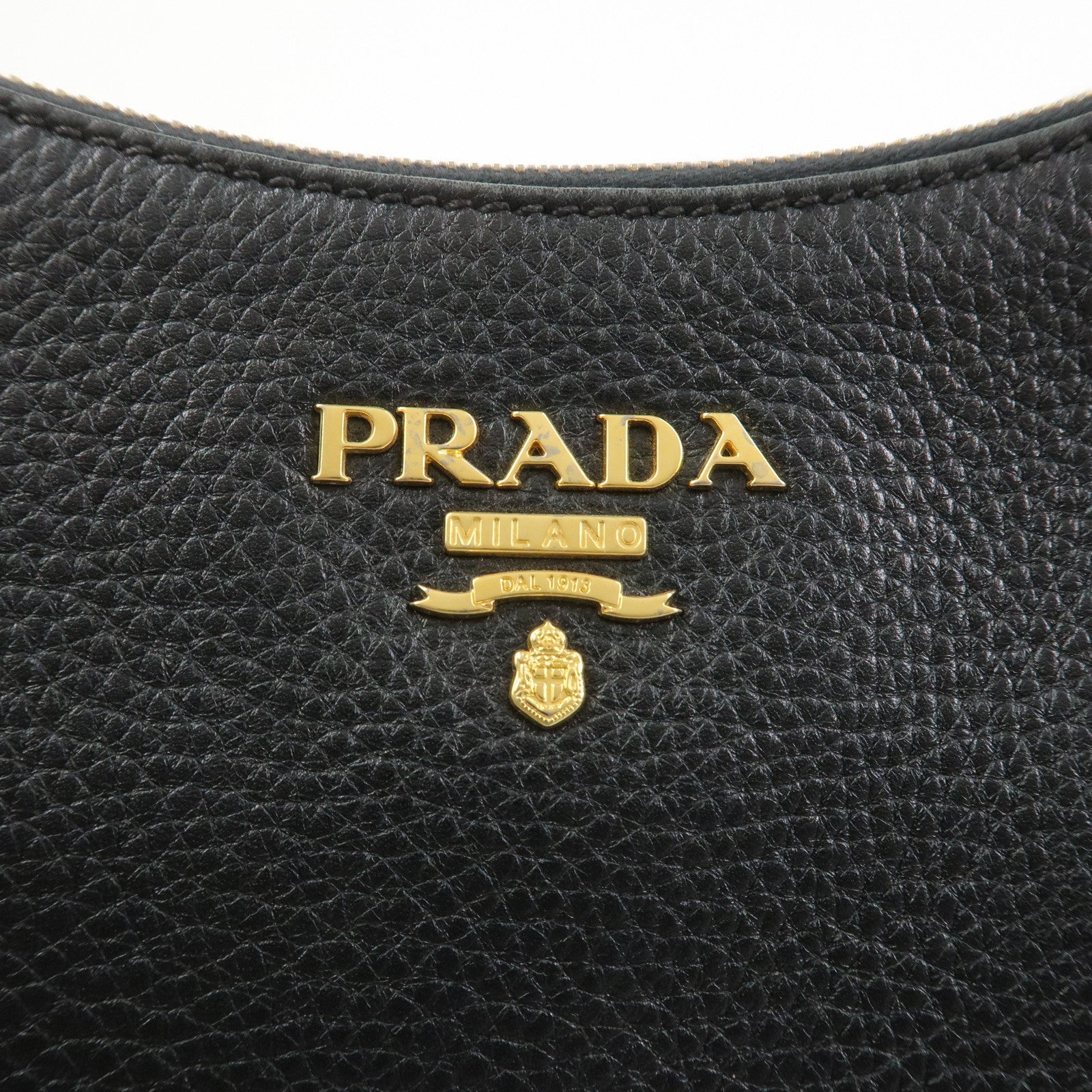 PRADA Leather Shoulder Bag Hand Bag Black BR4311