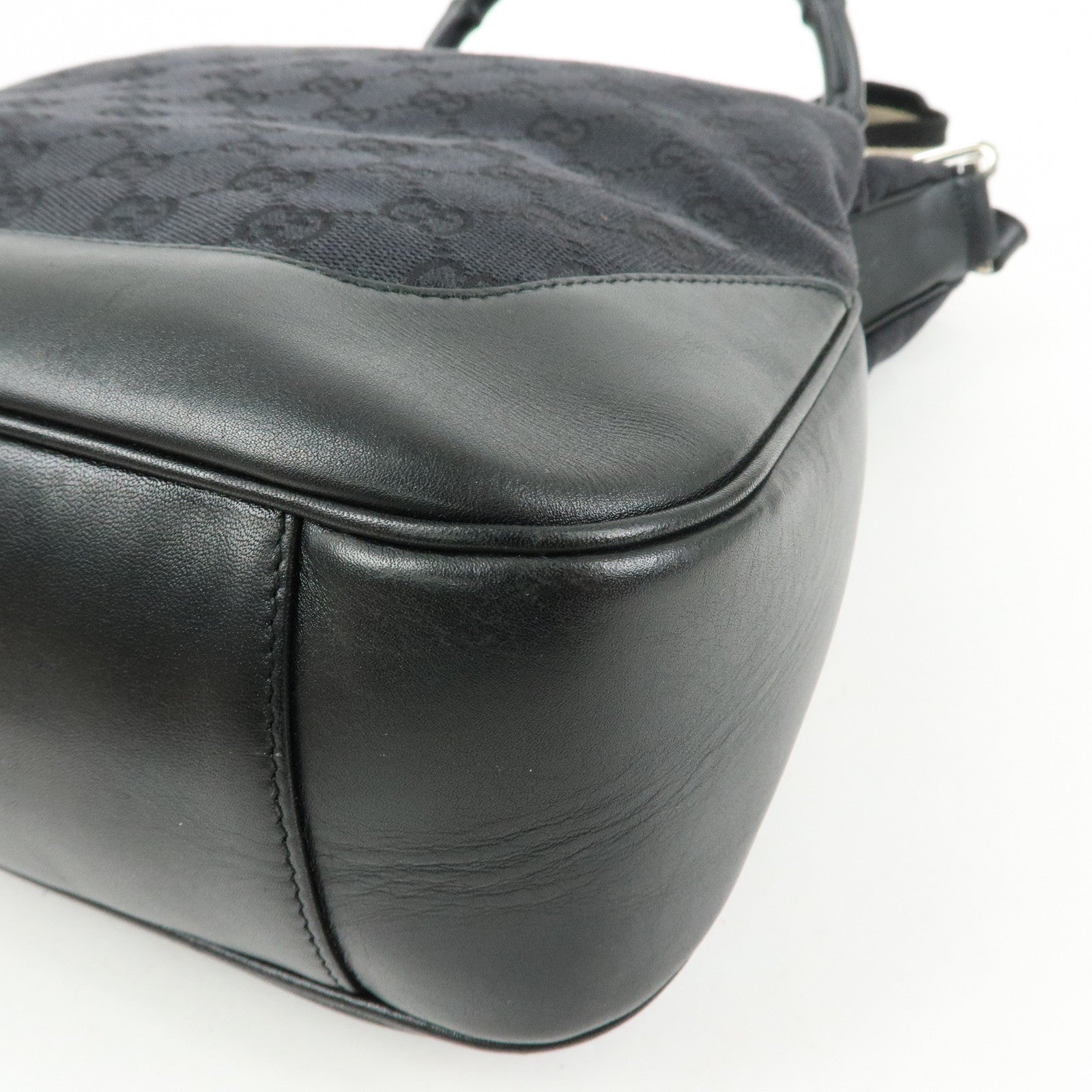 GUCCI Bamboo Sherry GG Canvas 2Way Bag Shoulder Bag Black 001・4058