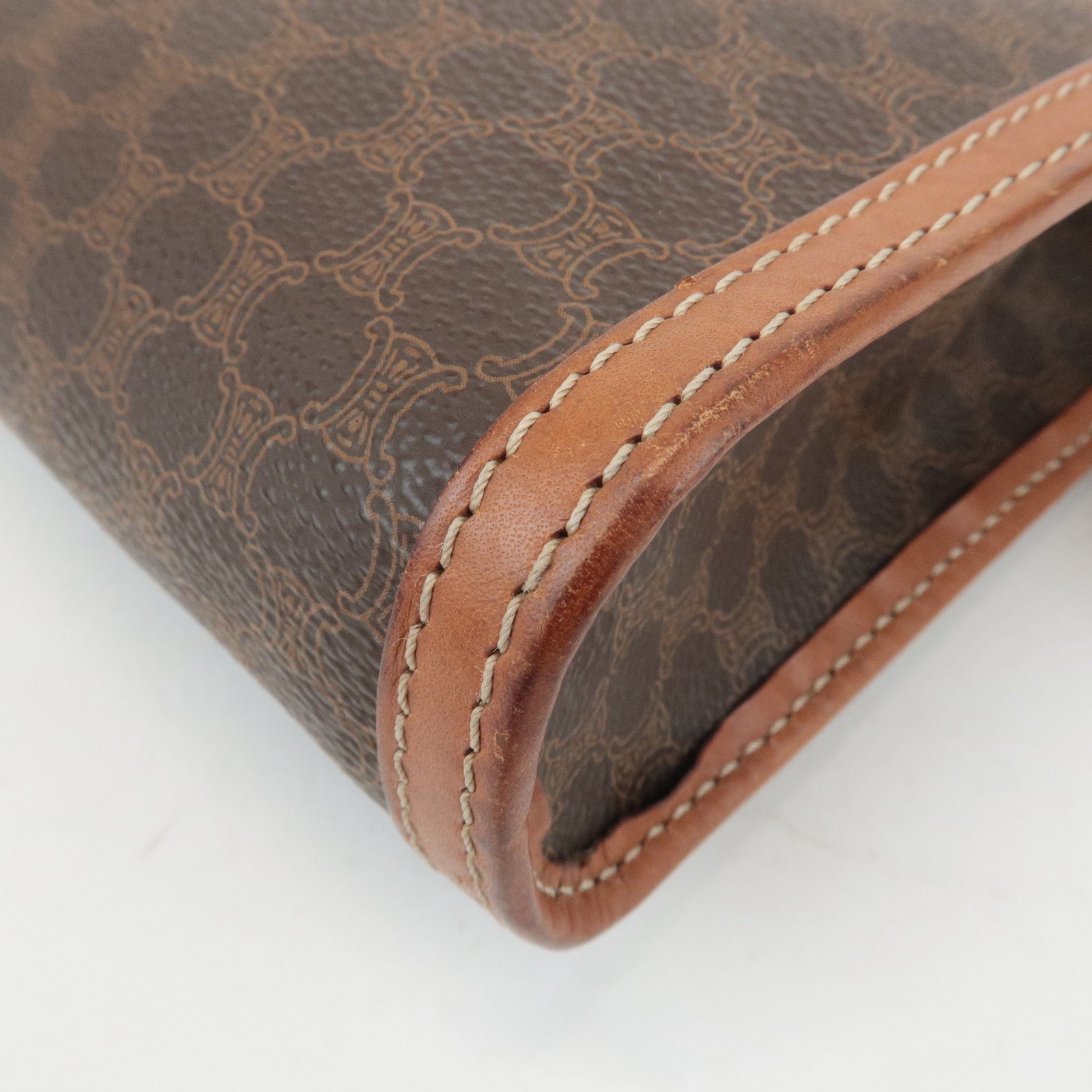 CELINE Macadam PVC Leather Clutch Bag Second Bag Brown