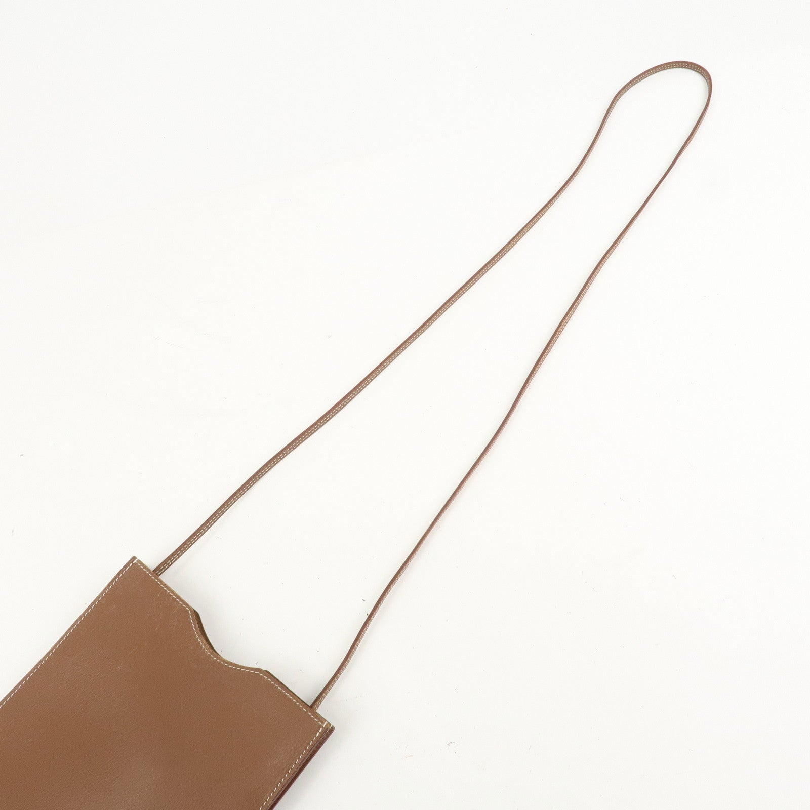 HERMES Air Line Canvas Leather Omenitu Shoulder Bag Brown