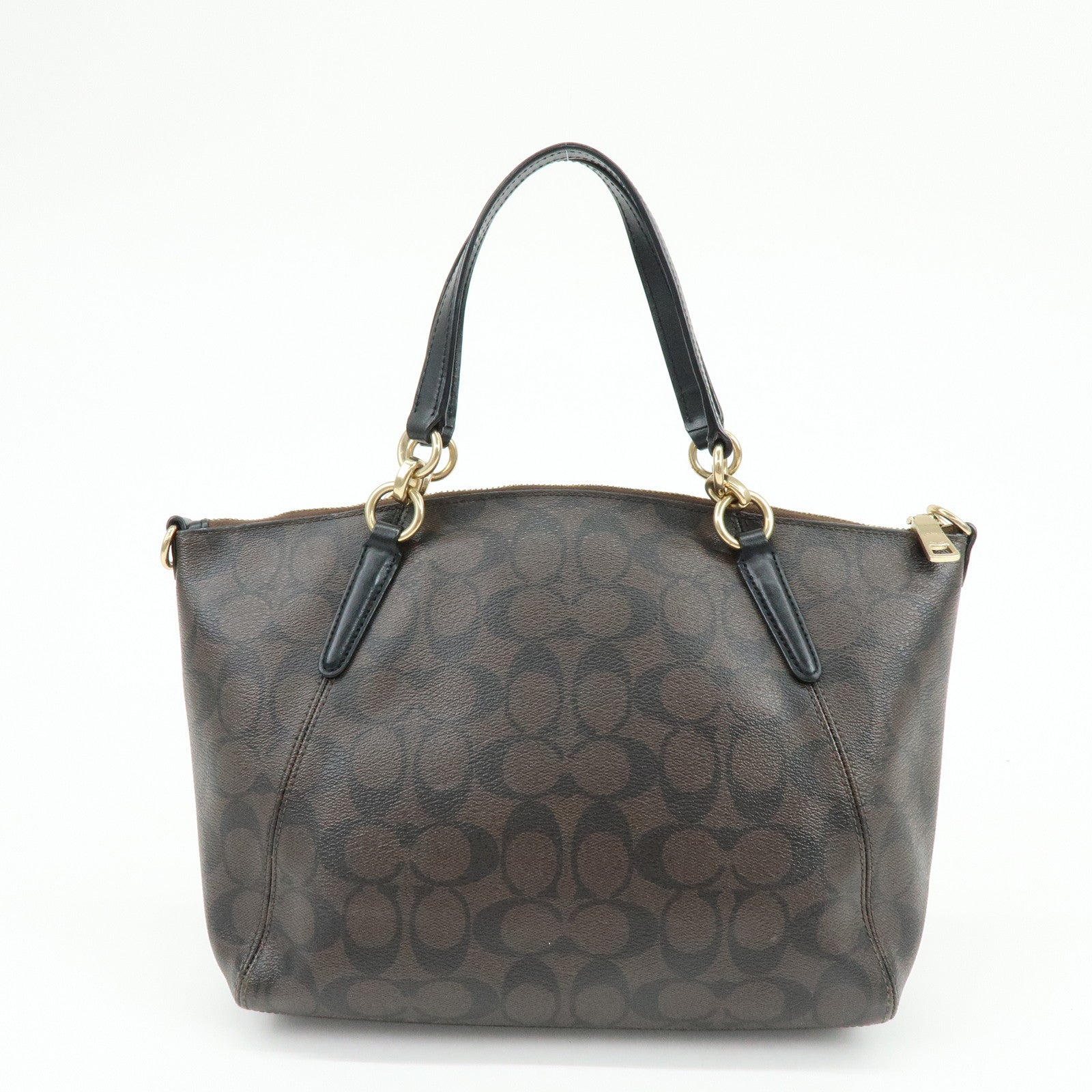 COACH Signature PVC Leather Tote Bag Hand Bag Brown