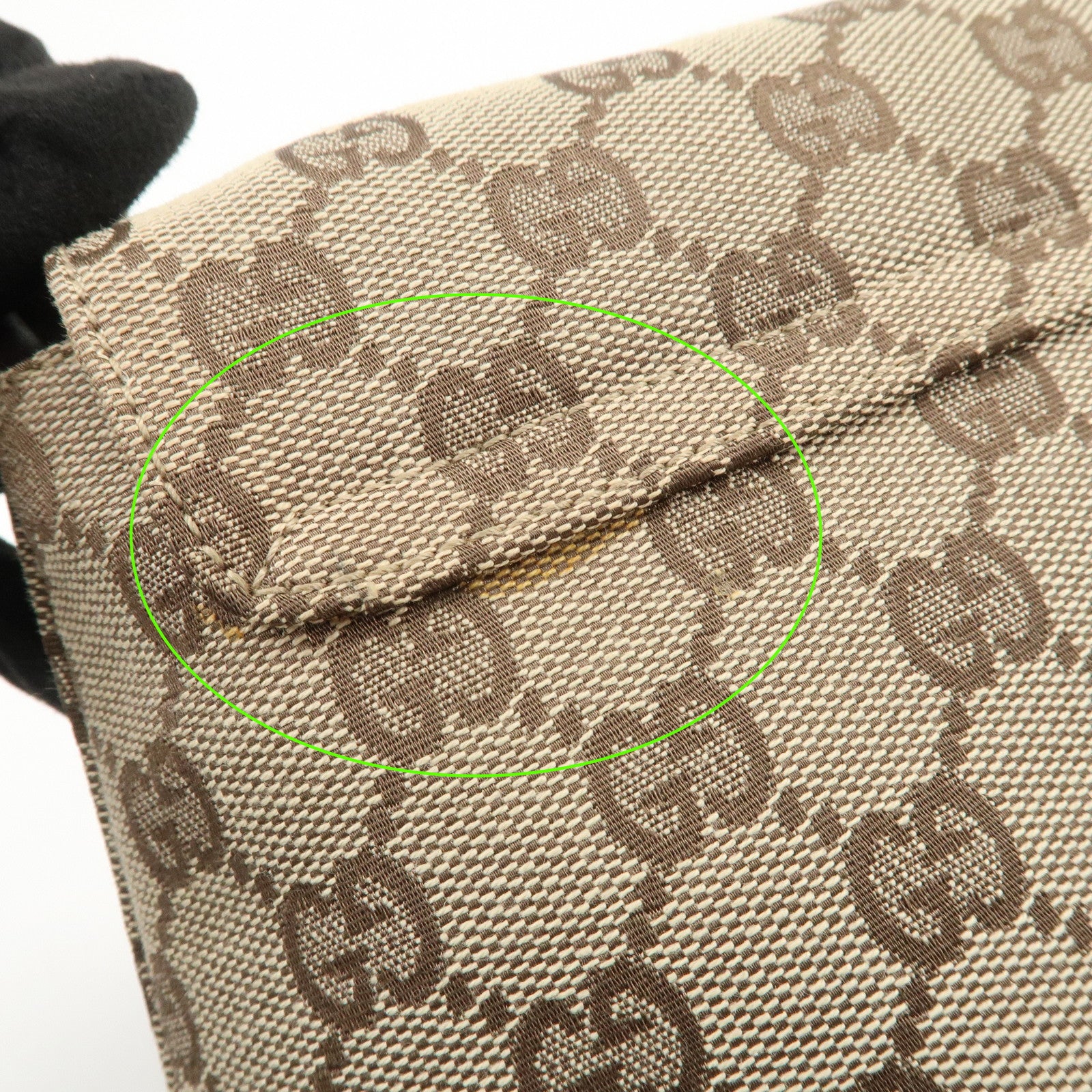 GUCCI GG Monogram Canvas Leather Shoulder Bag Beige Brown 90646