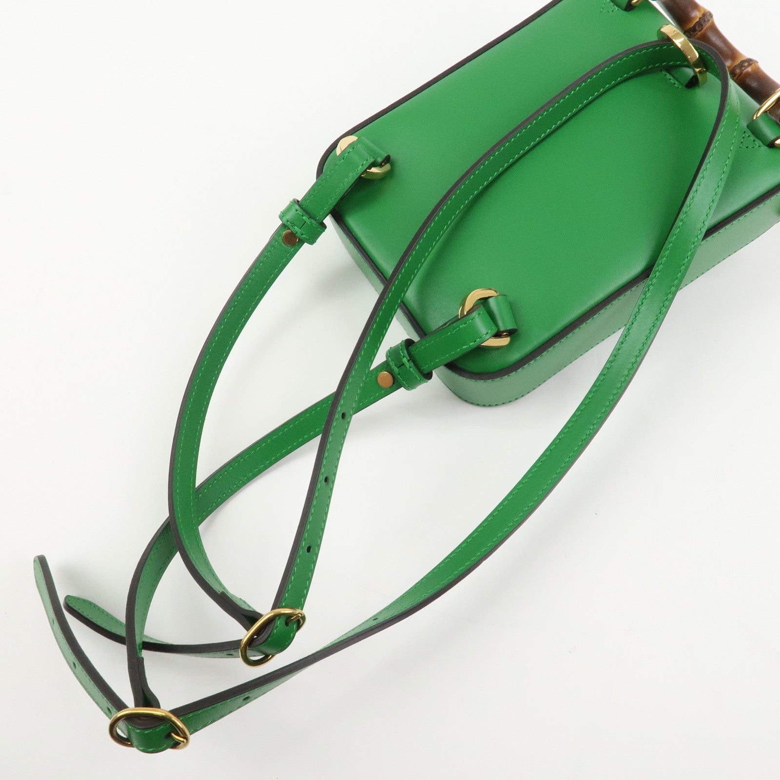 GUCCI Bamboo Leather 2Way Bag Backpack Shoulder Bag Green 702106