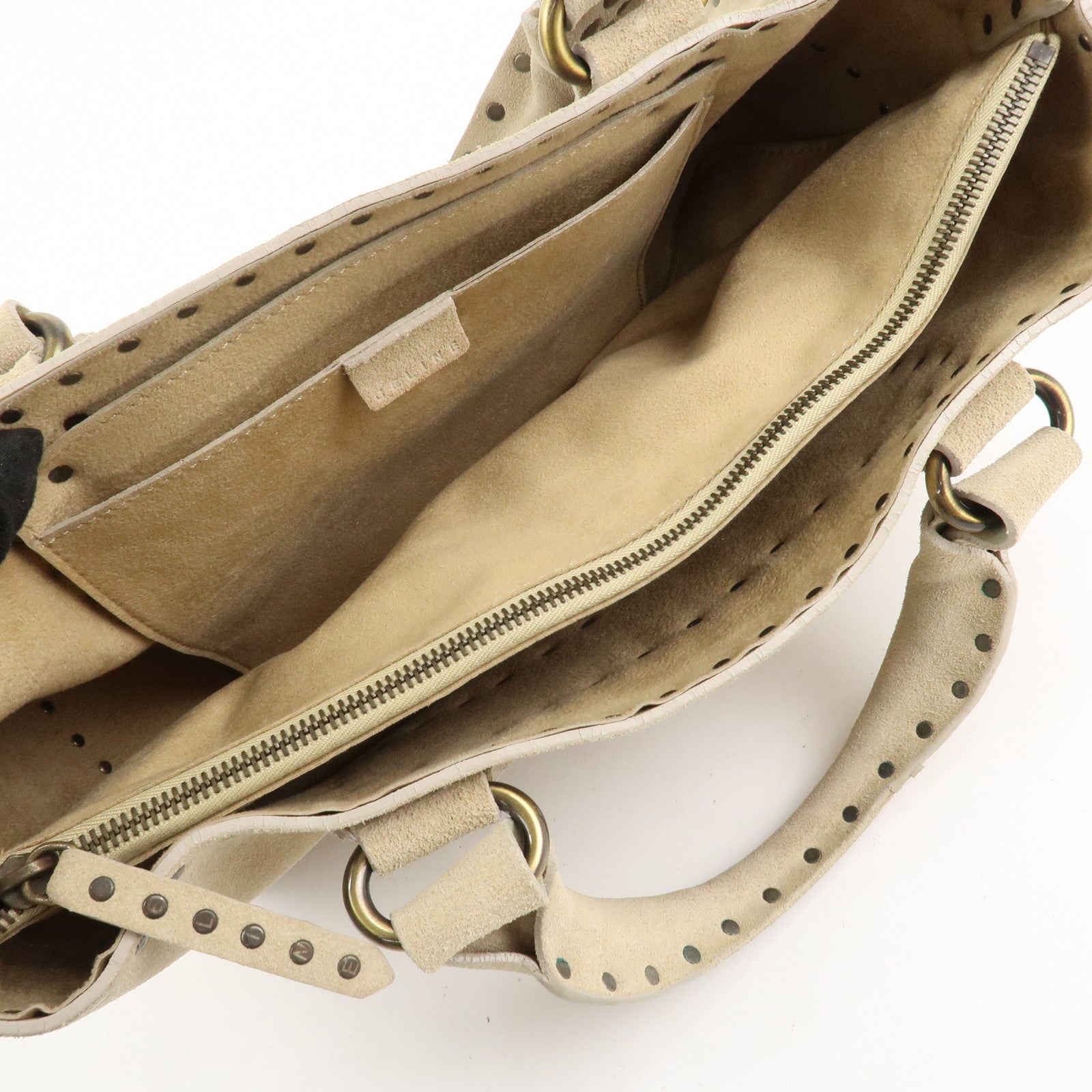 CELINE Suede Boogie Bag Hand Bag Tote Bag Ivory CE00/38 Used