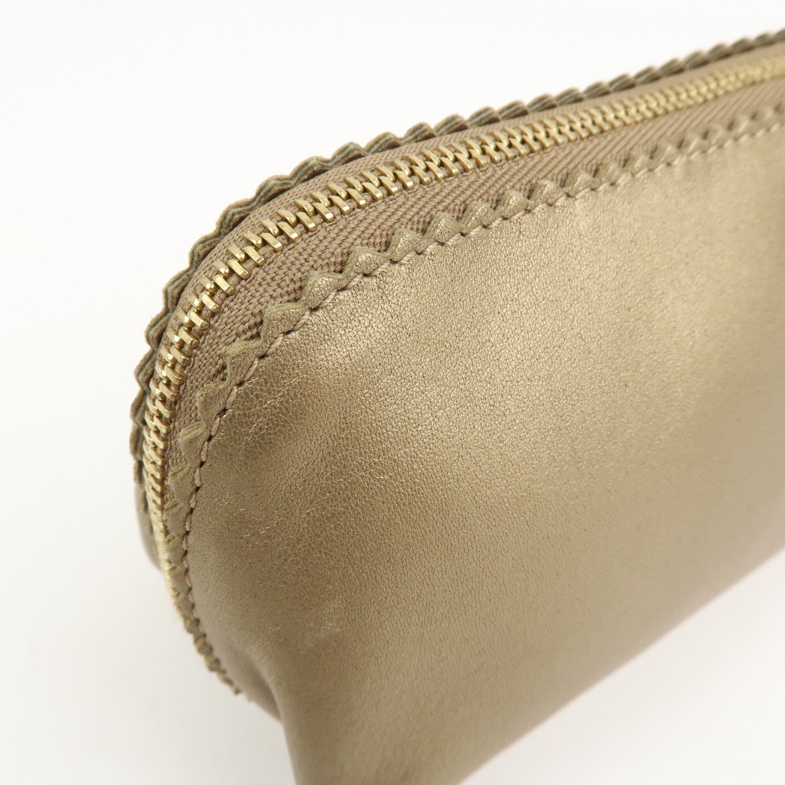LOEWE Anagram Leather Tassel Pouch Cosmetic Pouch Gold