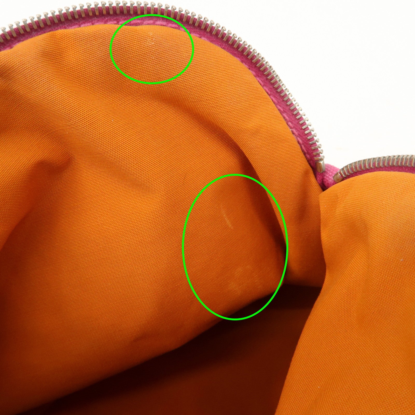 HERMES Leather Canvas Bolide Pouch Cosmetic Pouch MM Pink Used