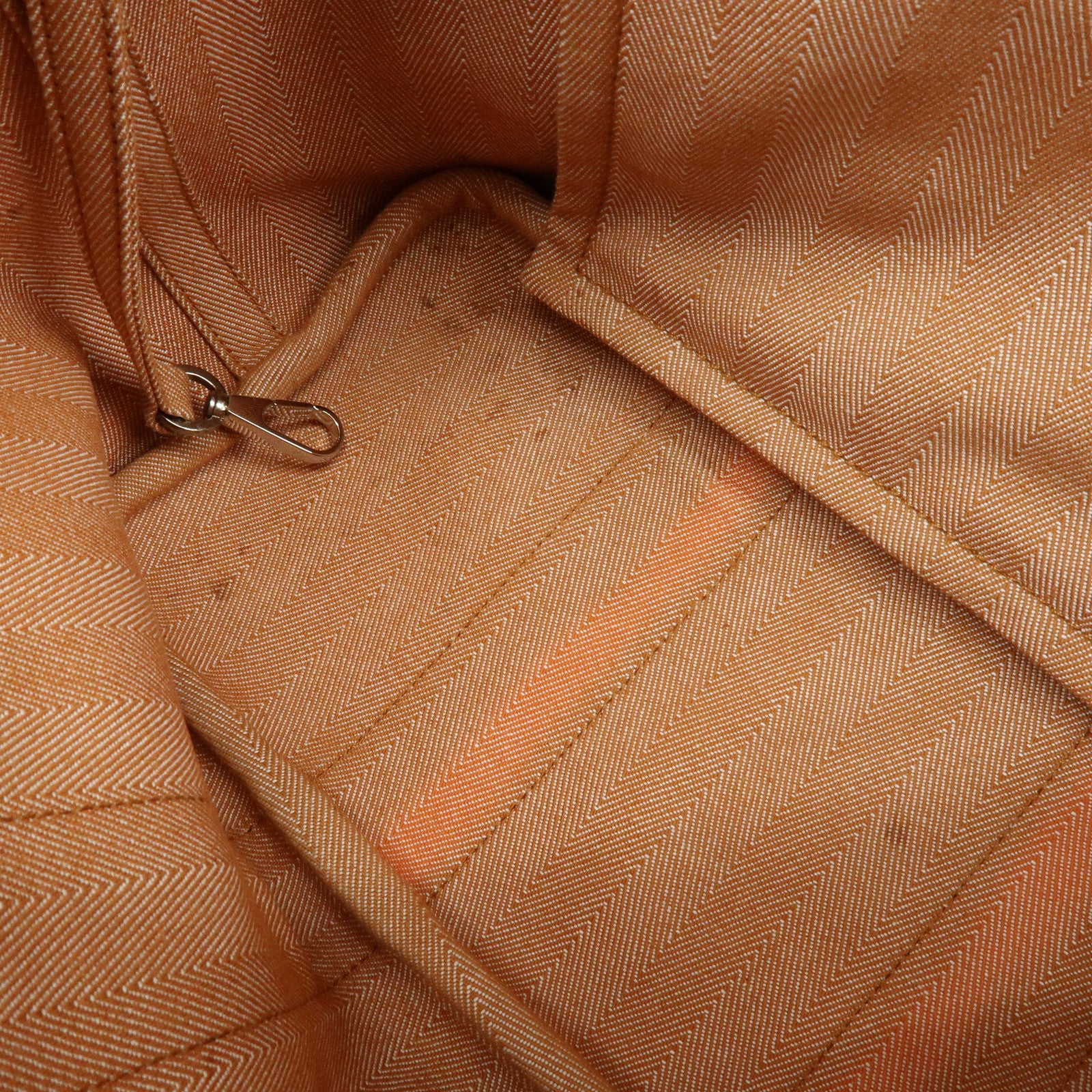 HERMES Valparaiso PM Toile Chevron Leather Tote Bag □L Stamped