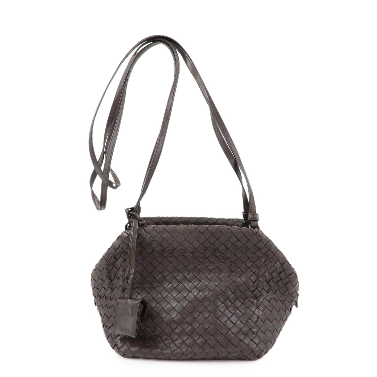 BOTTEGA VENETA Intrecciato Leather Shoulder Bag Brown 255693