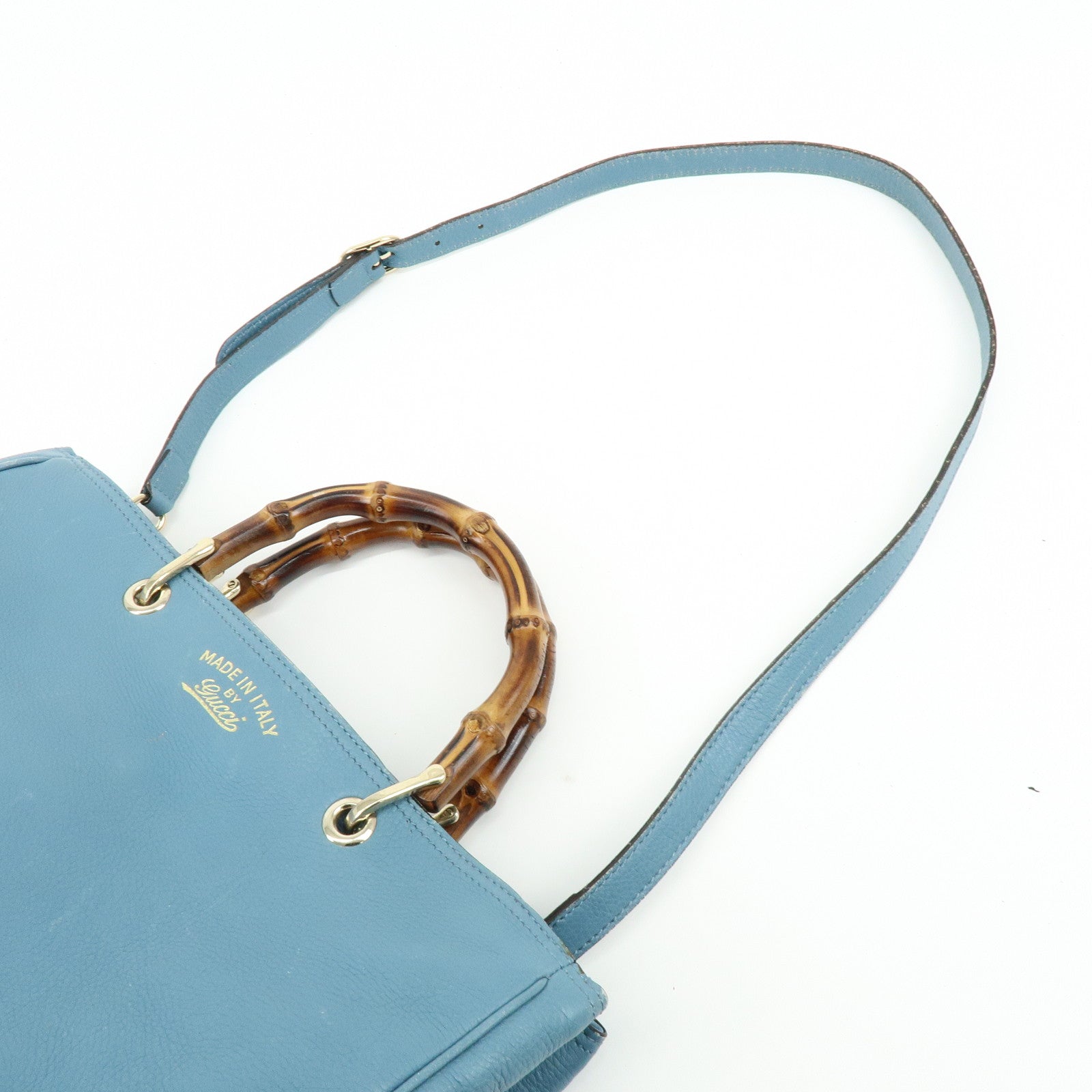 GUCCI Bamboo Leather Shopper Medium 2Way Bag Shoulder Bag 323660