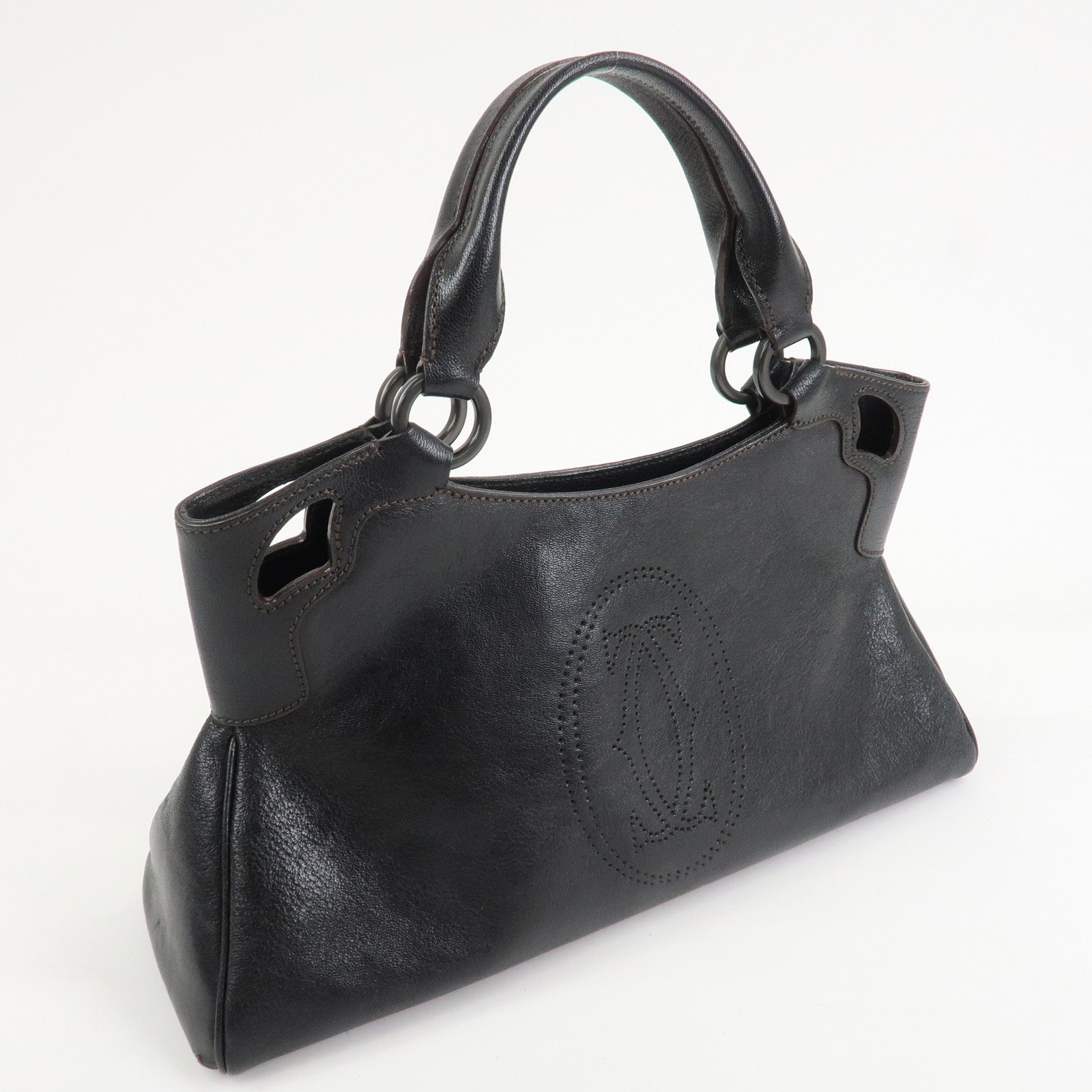 Cartier Must Line Calf Leather Marcello Hand Bag Dark Brown