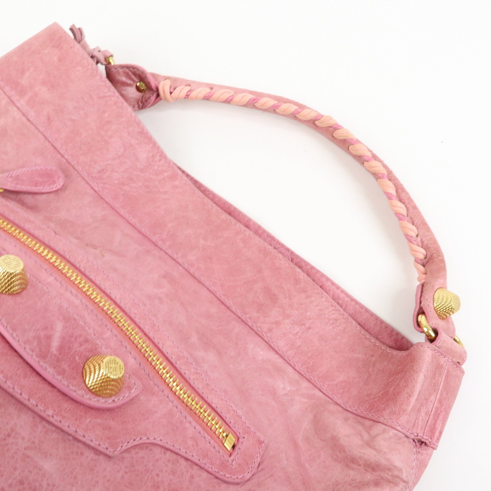 BALENCIAGA Giant 21 Bucket Bag Leather Shoulder Bag Pink 192913