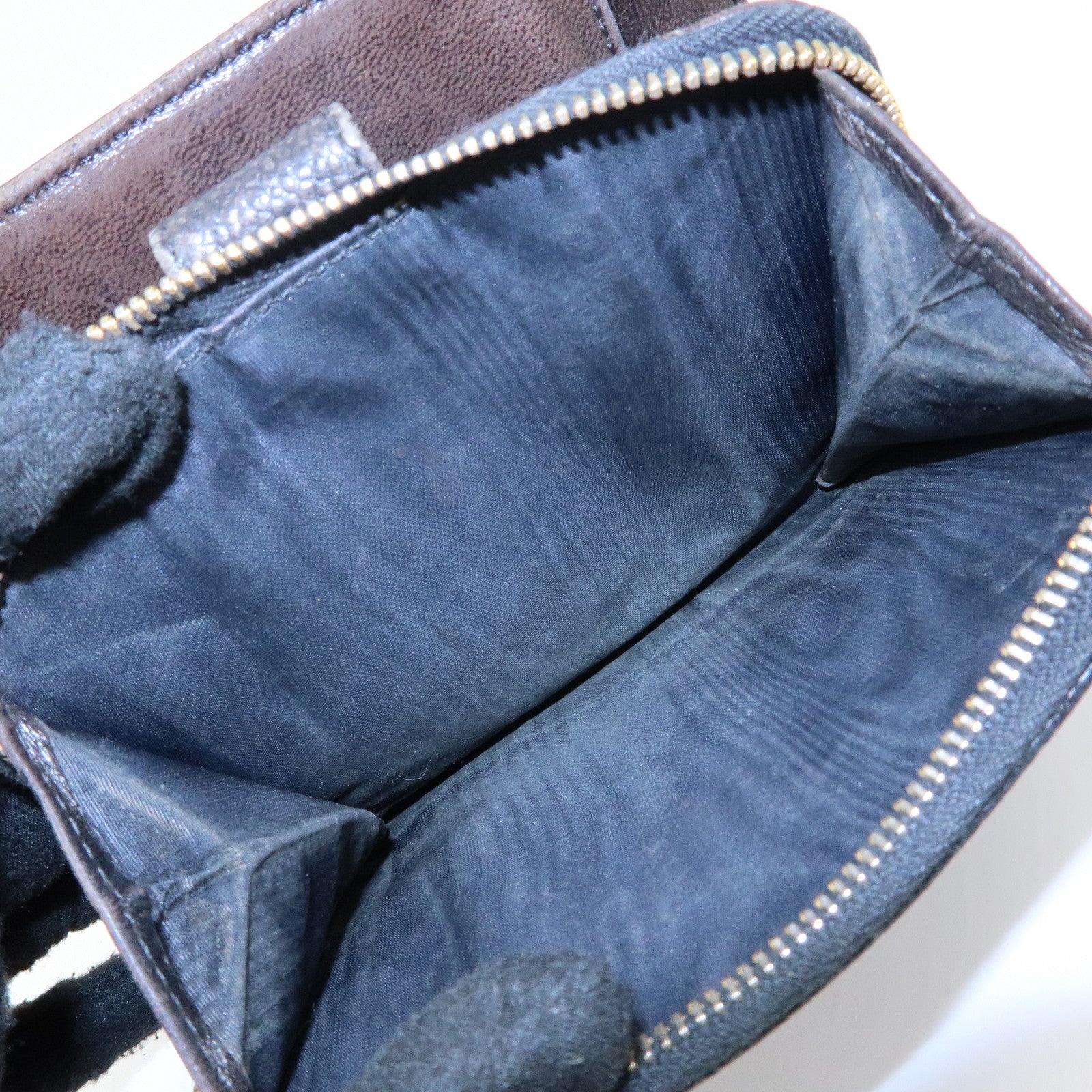 CHANEL COCO Mark Cavairskin Compact Bi-Fold Wallet Black