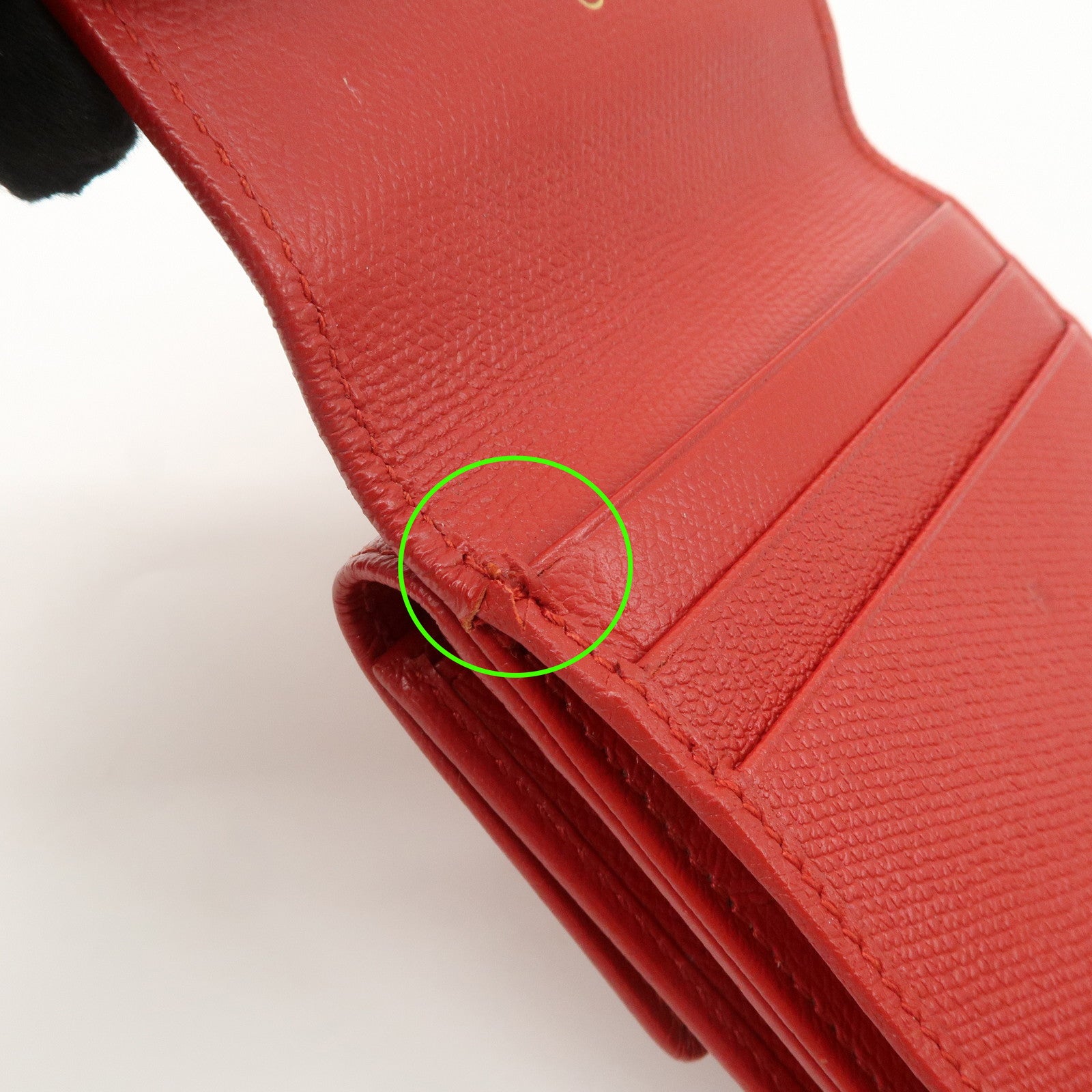 CHANEL COCO Button Leather Double Hook Compact Wallet Red A20902