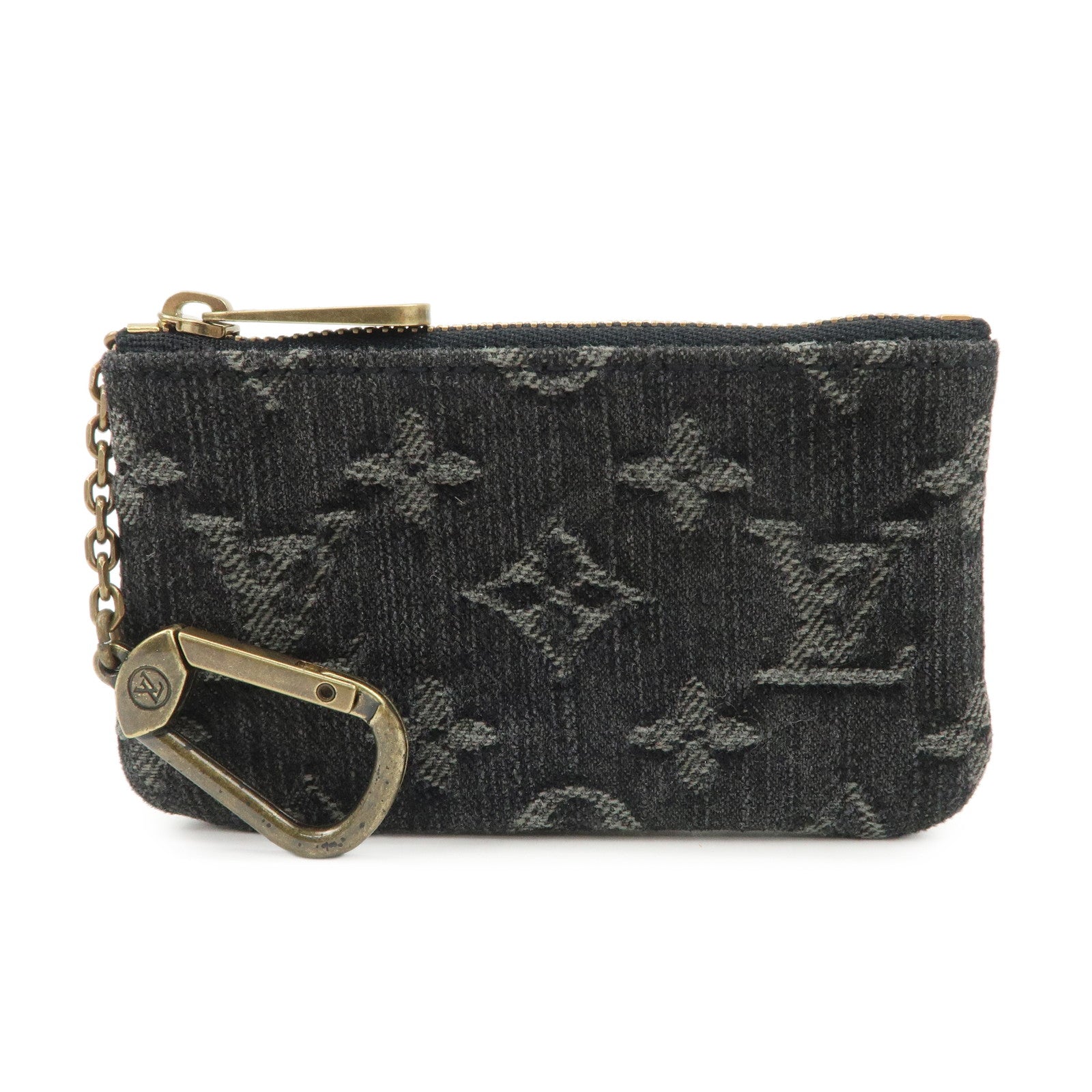 Louis Vuitton Monogram Denim Pochette Cles Coin Case Black M95616
