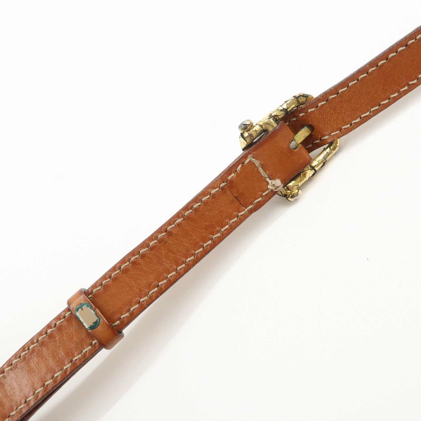 CELINE Macadam Logo Leather Shoulder Bag Brown Gold