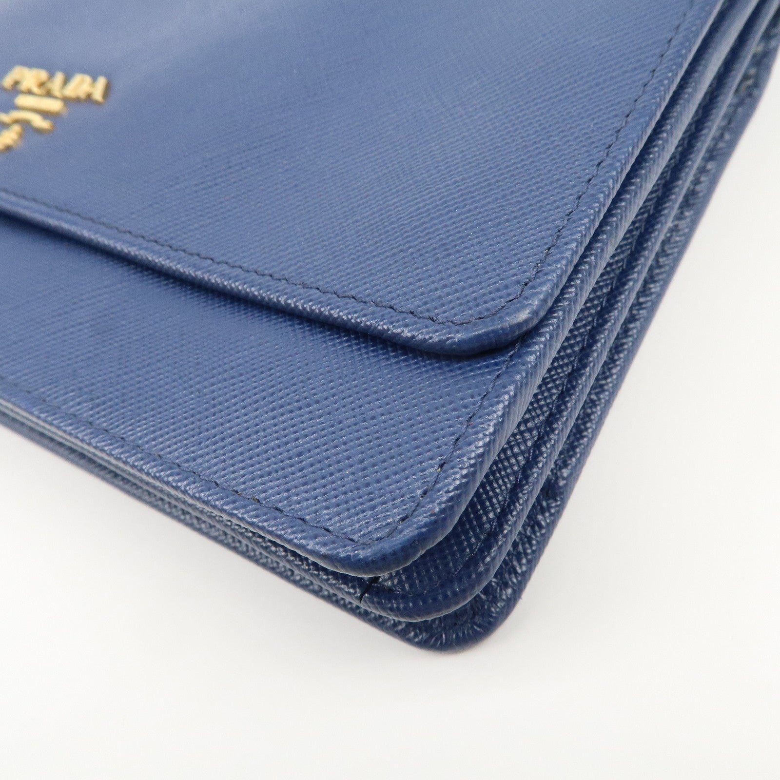 PRADA Logo Saffiano Leather Shoulder Bag Crossbody Bag Blue 1M1361