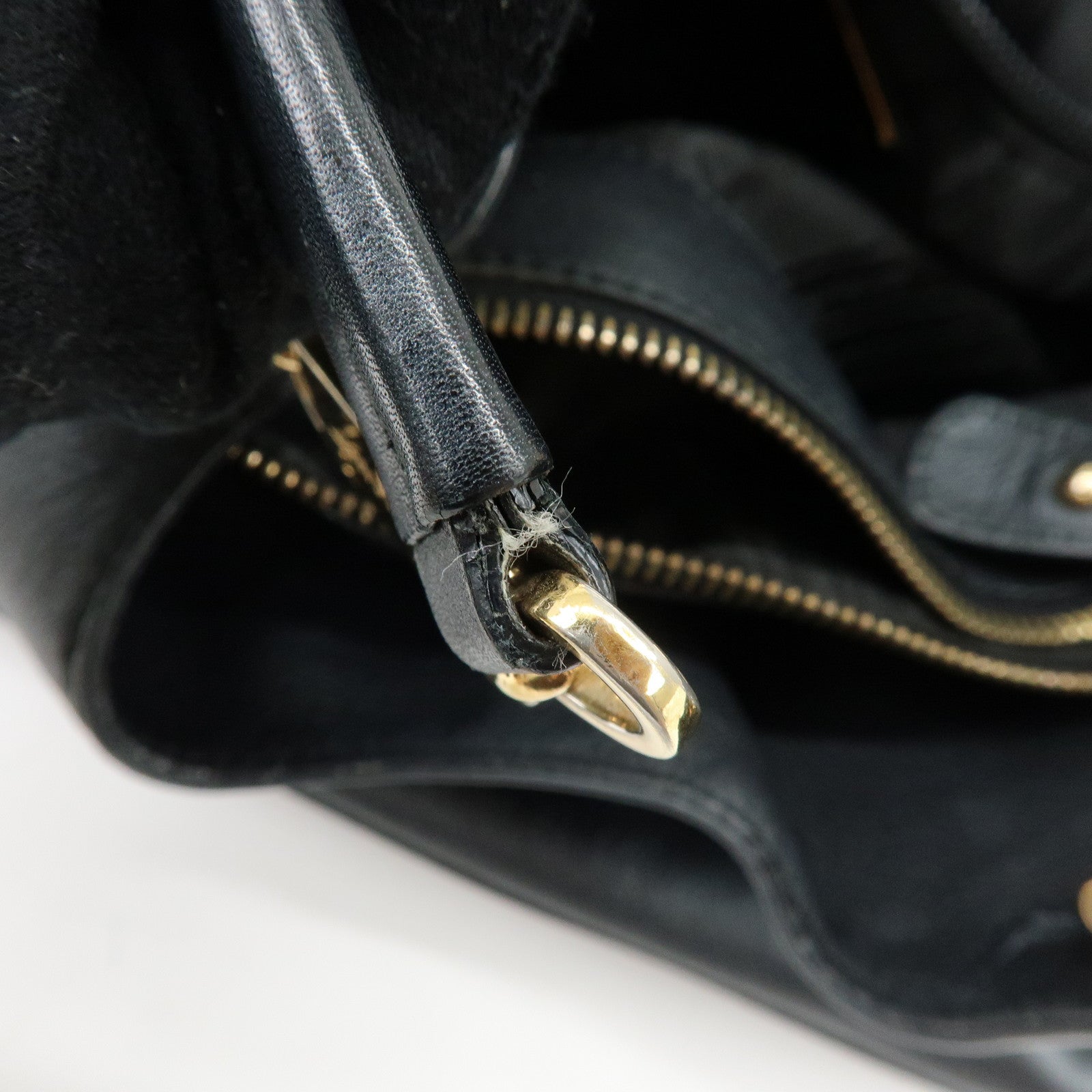 Ferragamo Gancini Leather Chain Tote Bag Shoulder Bag Black