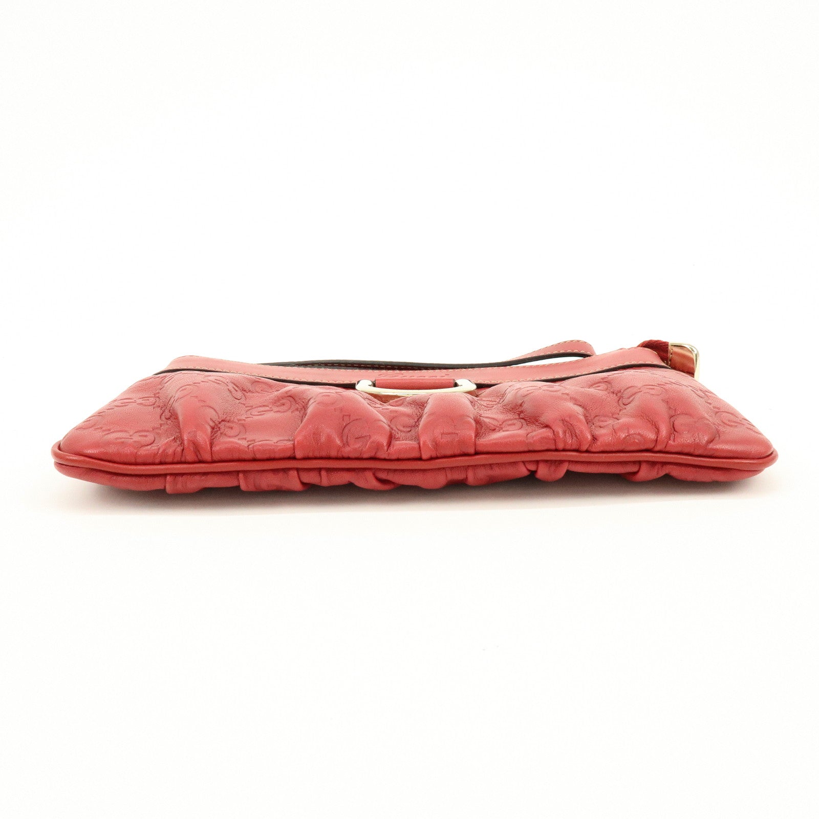 GUCCI Guccissima Leather Cosmetic Case Pouch Wrist Bag Red 203650